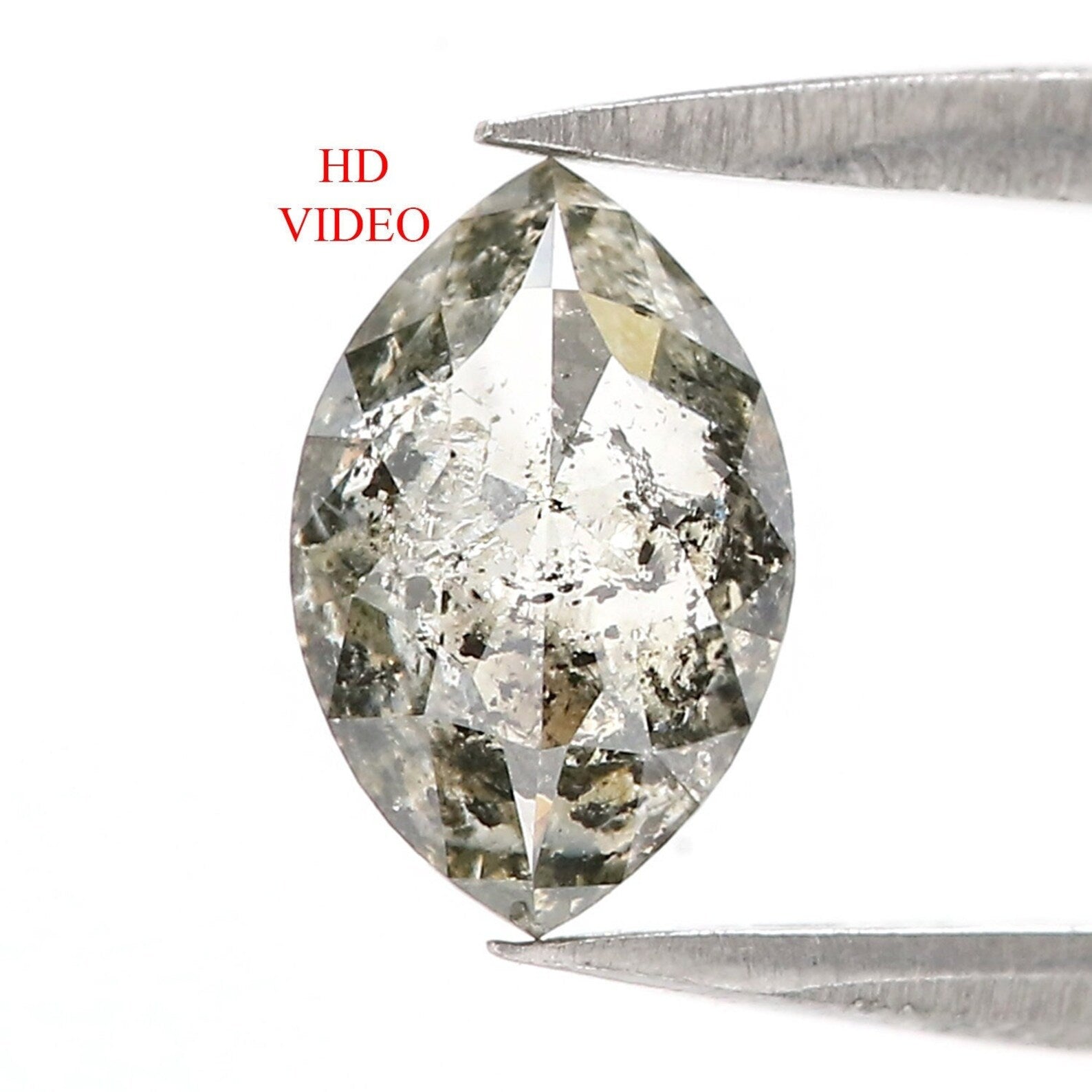 0.65 CT Natural Loose Marquise Shape Diamond Salt And Pepper Diamond 7.80 MM Natural Loose Diamond Black Grey Color Marquise Diamond QN2514