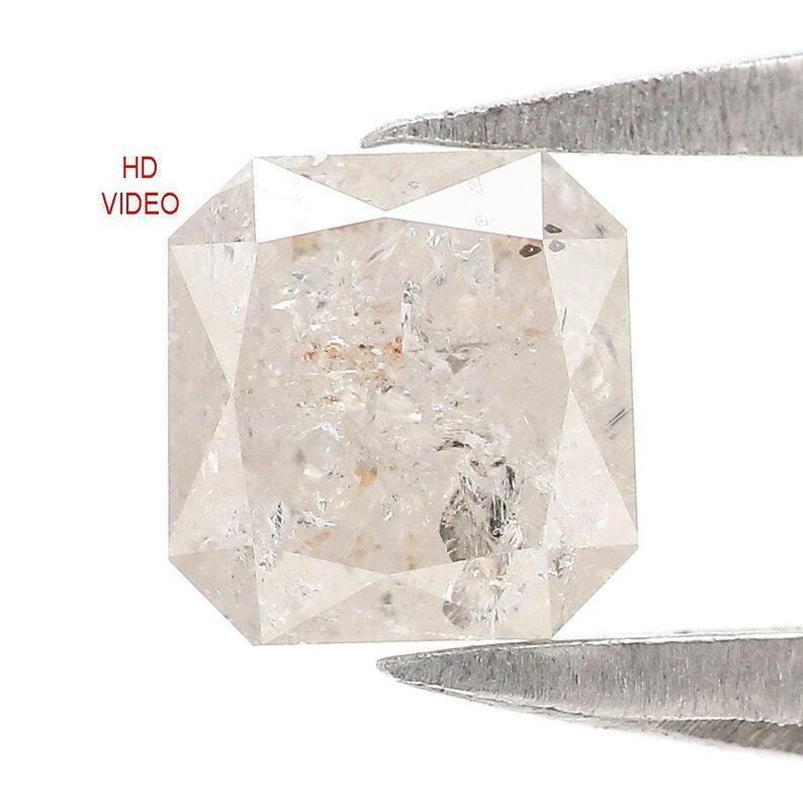 0.59 CT Natural Loose Radiant Shape Diamond Grey Color Radiant Cut Diamond 4.40 MM Natural White Color Radiant Brilliant Cut Diamond NQ7495