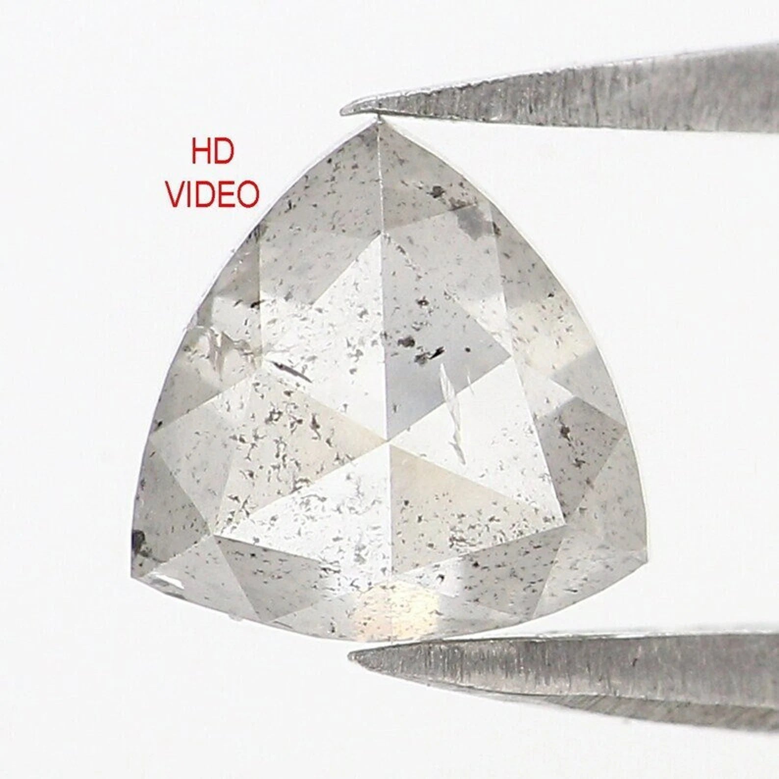 1.12 Ct Natural Loose Triangle Shape Diamond Salt And Pepper Triangle Cut Diamond 6.60 MM Black Grey Color Triangle Rose Cut Diamond QN8947