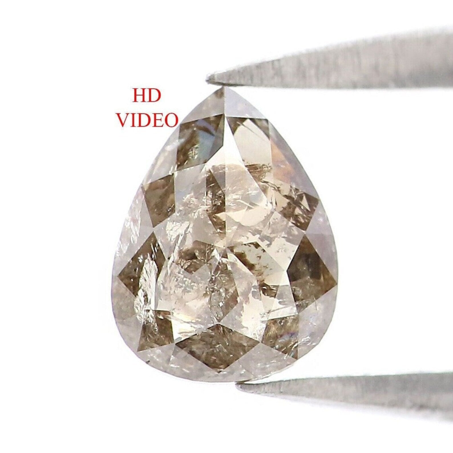 0.55 CT Natural Loose Pear Shape Diamond Grey Brown Color Pear Cut Diamond 6.05 MM Natural Loose Diamond Pear Shape Rose Cut Diamond NQ8107