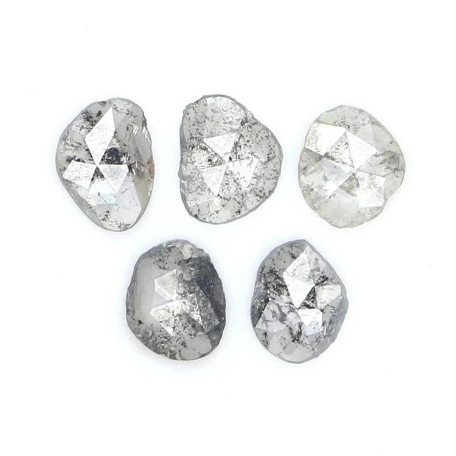 0.82 CT Natural Loose Slice Shape Diamond Salt And Pepper Slice Cut Diamond 4.60 MM Natural Black Grey Color Slice Rose Cut Diamond NQ2145