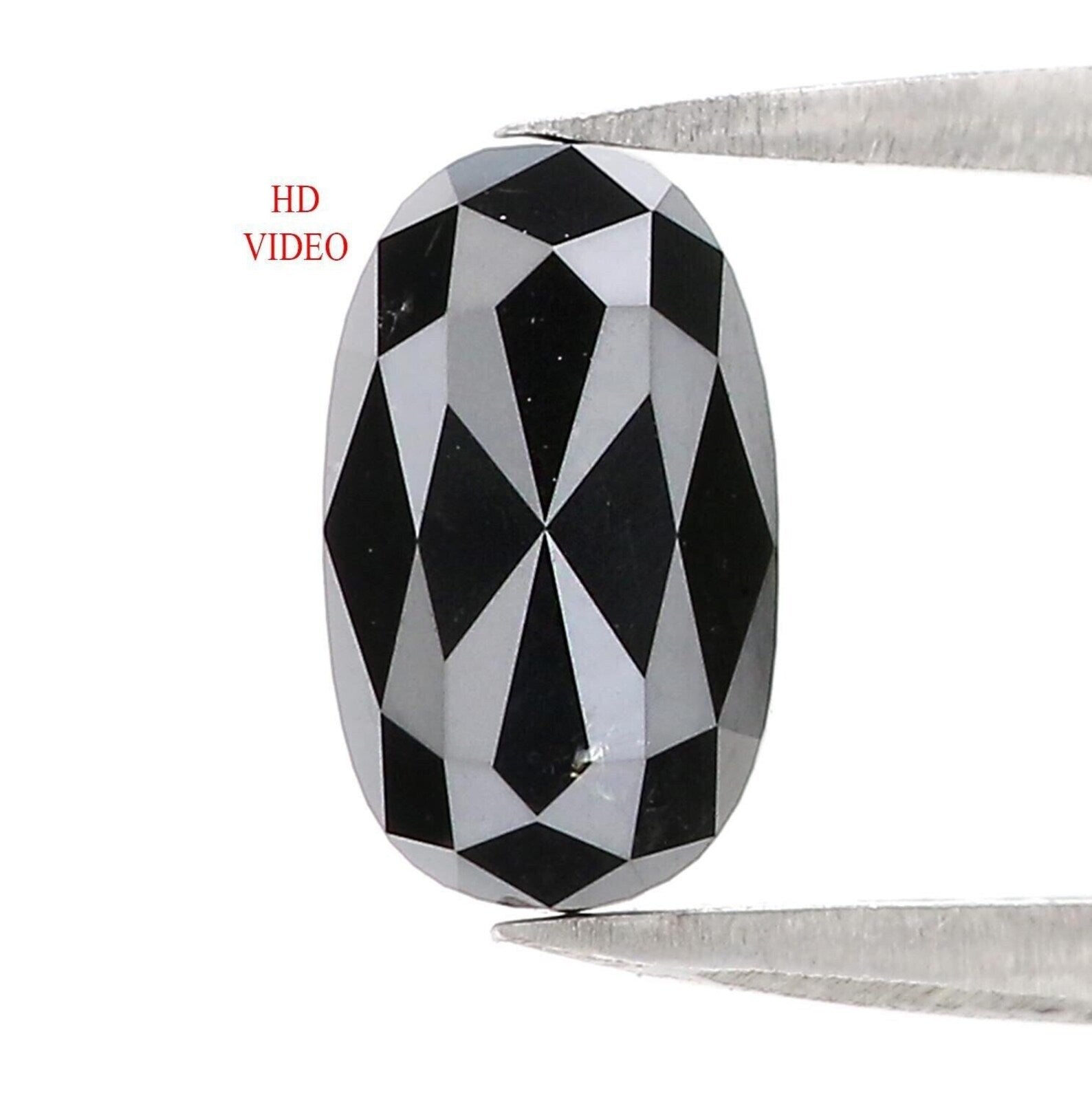 1.83 Ct Natural Loose Oval Shape Diamond Black Color Oval Cut Diamond 9.15 MM Natural Loose Diamond Black Oval Shape Roe Cut Diamond KDN374