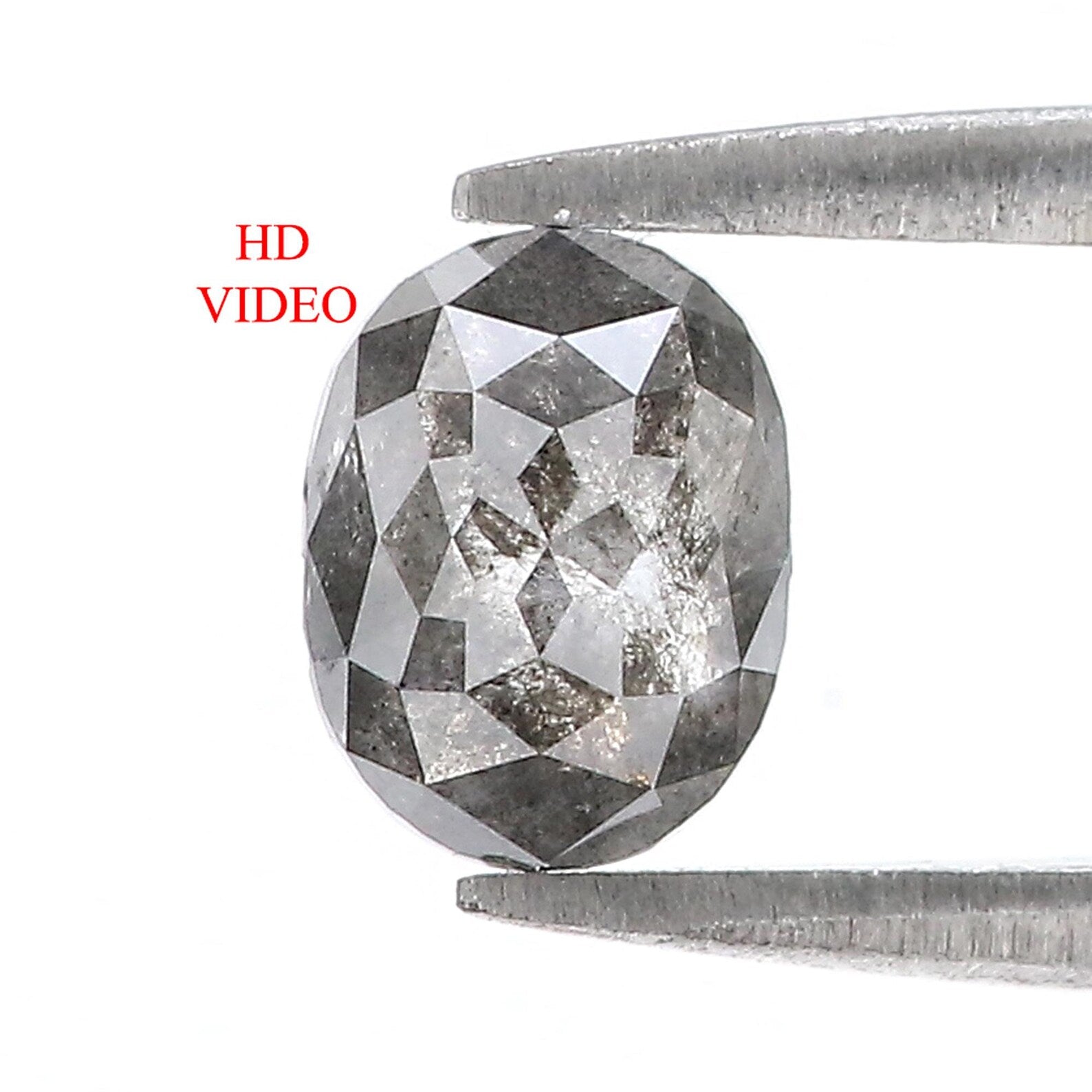 1.23 Ct Natural Loose Oval Shape Diamond Salt And Pepper Oval Diamond 7.15 MM Natural Diamond Black Gray Color Oval Rose Cut Diamond QN9439