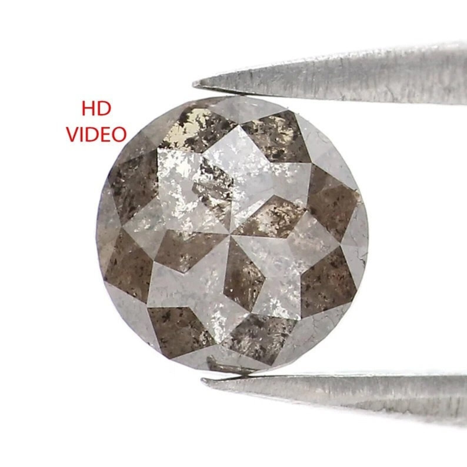 0.79 Ct Natural Loose Round Shape Diamond Salt And Pepper Round Cut Diamond 5.85 MM Natural Black Grey Color Round Rose Cut Diamond NQ2260