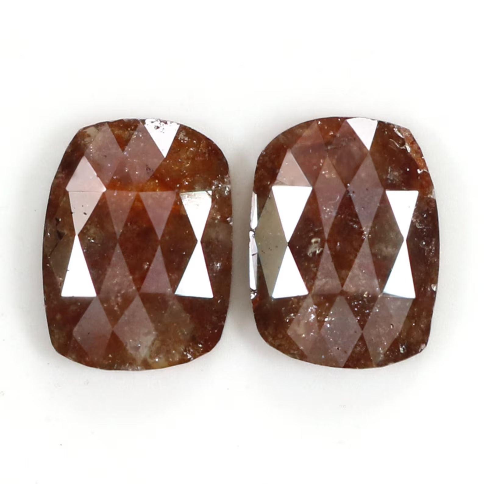 2.49 CT Natural Loose Cushion Shape Pair Brown Color Cushion Cut Pair Diamond 8.60 MM Natural Loose Cushion Pair Rose Cut Diamond KDN8224