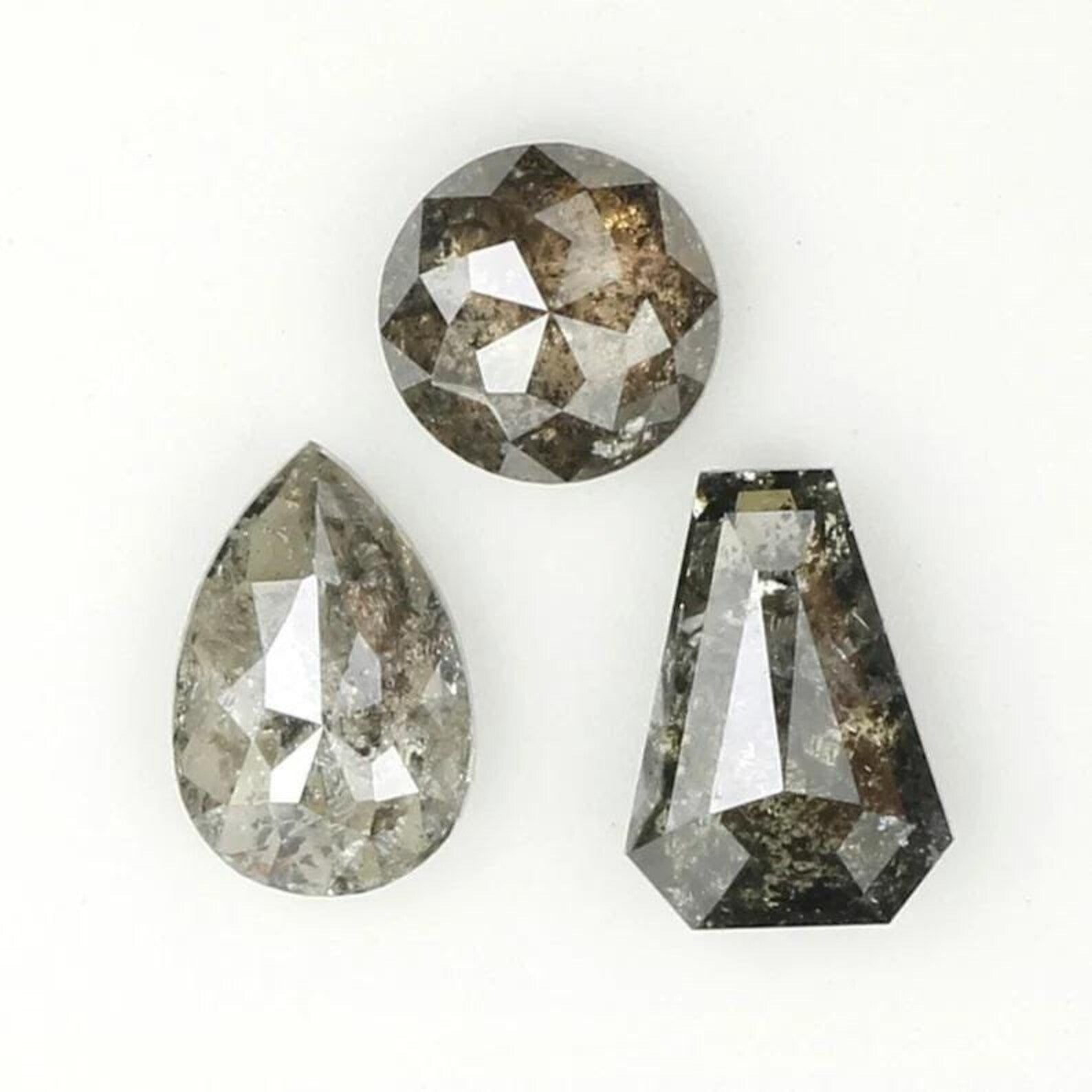 1.13 Ct Natural Loose Mix Shape Diamond Salt And Pepper Mix Shape Diamond 4.25 MM Natural Black Grey Color Mix Shape Rose Cut Diamond QN1250