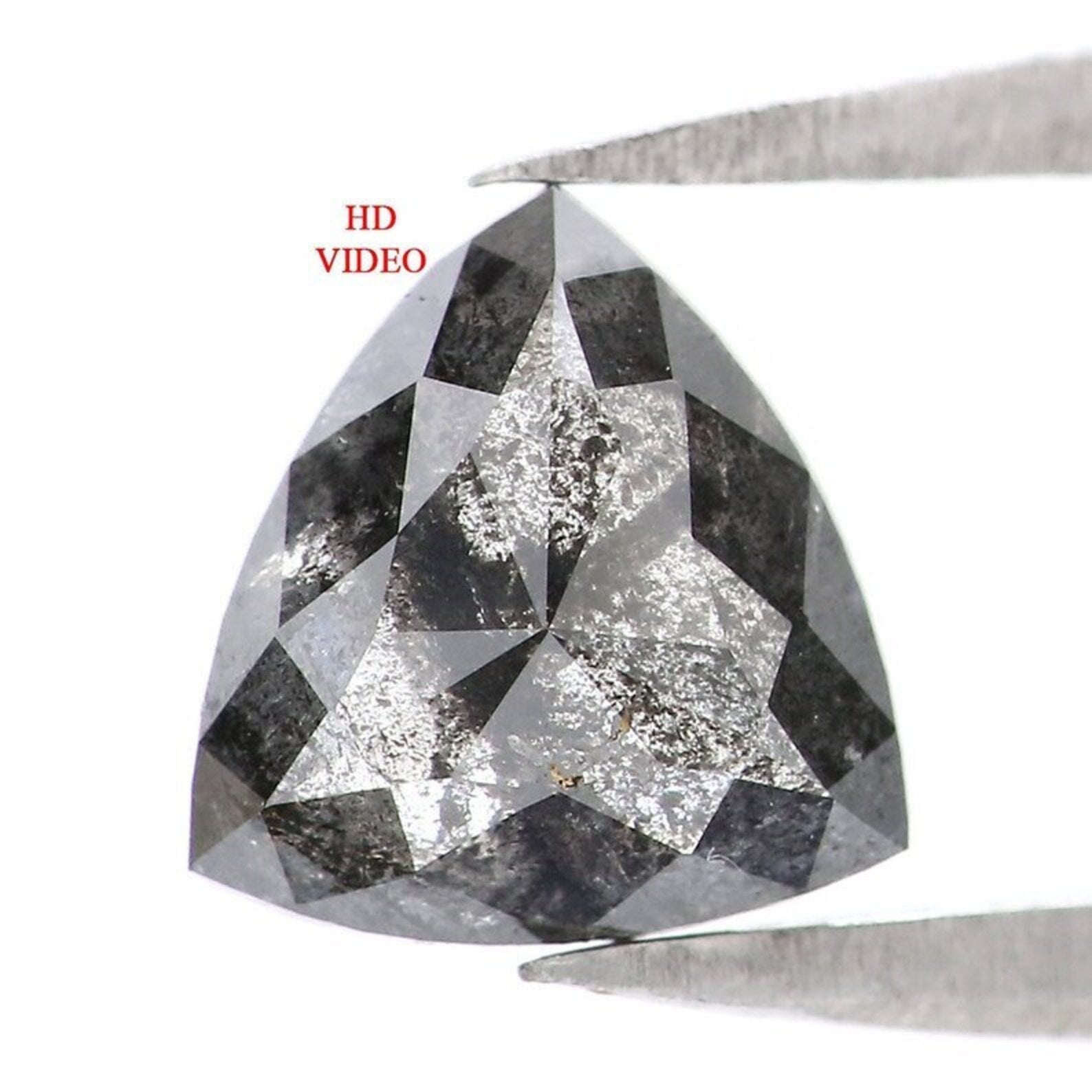 1.02 CT Natural Loose Triangle Diamond Salt And Pepper Triangle Diamond 6.90 MM Natural Black Grey Color Triangle Rose Cut Diamond NQ9566