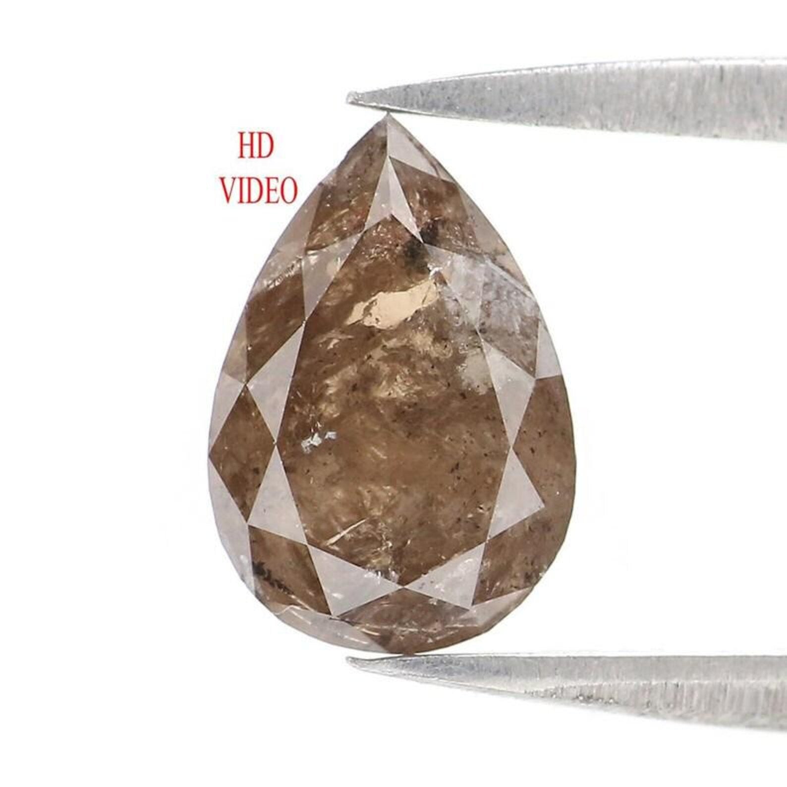 1.55 Ct Natural Loose Pear Shape Diamond Brown Color Pear Cut Diamond 9.05 MM Natural Loose Diamond Brown Color Pear Rose Cut Diamond NQ801