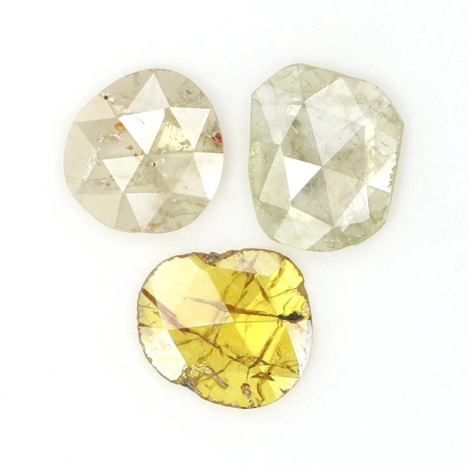 1.04 CT Natural Loose Slice Shape Diamond Yellow Grey Color Slice Diamond 6.05 MM Slice Diamond Irregular Cut Slice Rose Cut Diamond NQ1678