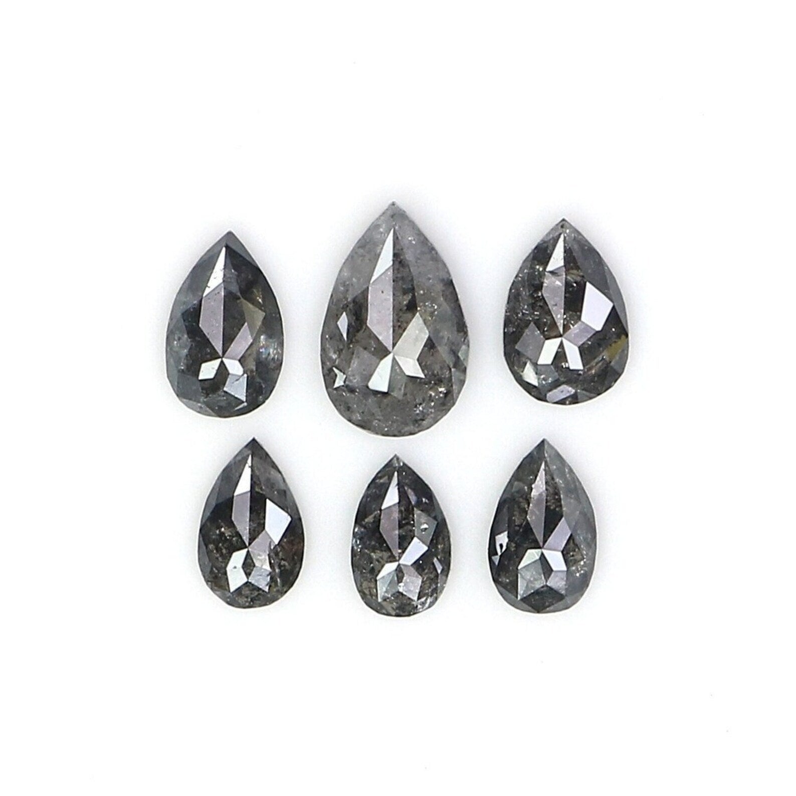 0.98 Ct Natural Loose Pear Shape Diamond Salt And Pepper Pear Diamond 5.60 MM Natural Diamond Black Grey Color Pear Rose Cut Diamond NQ2426