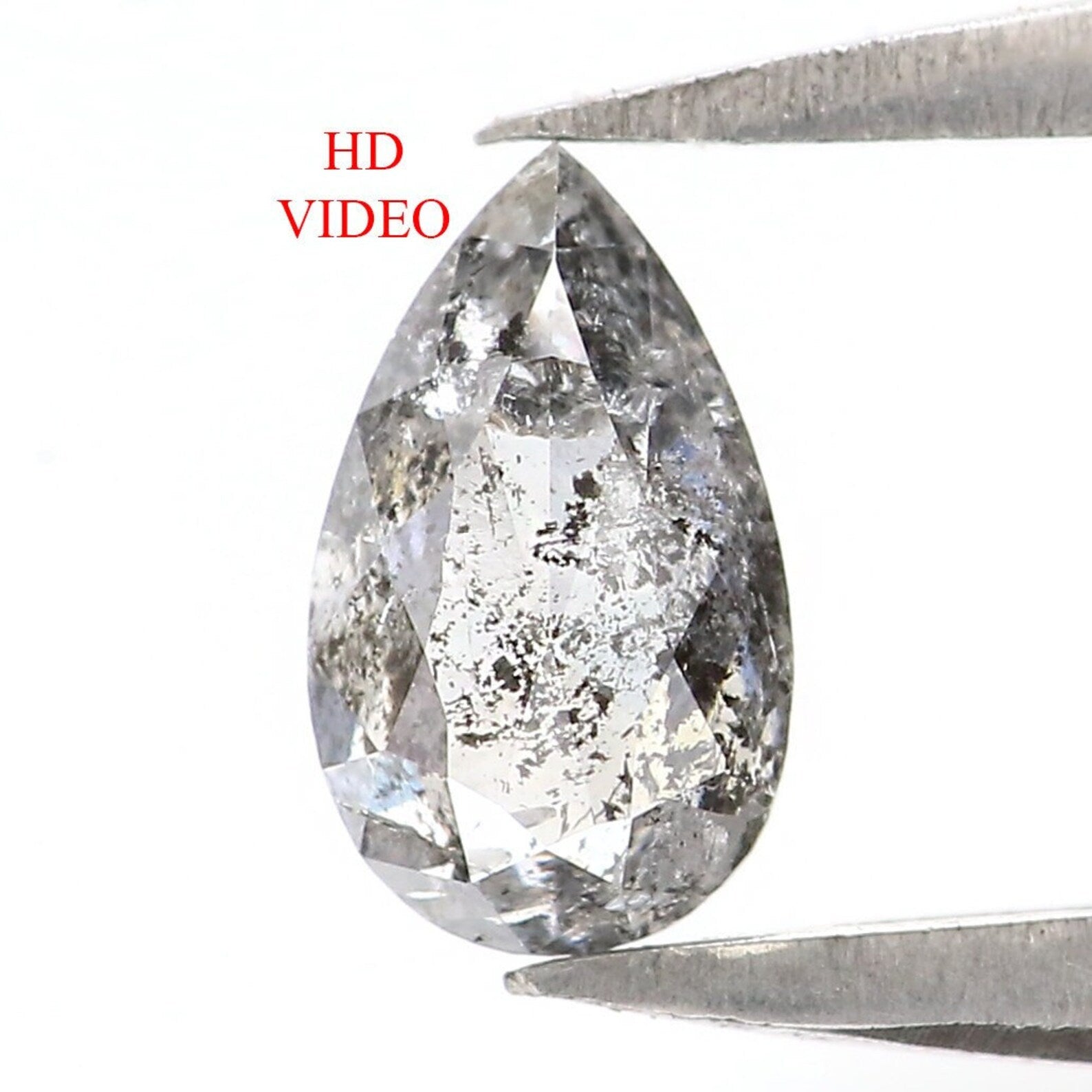 0.42 CT Natural Loose Pear Shape Diamond Salt And Pepper Pear Diamond 6.10 MM Natural Loose Black Grey Color Pear Rose Cut Diamond NQ1900