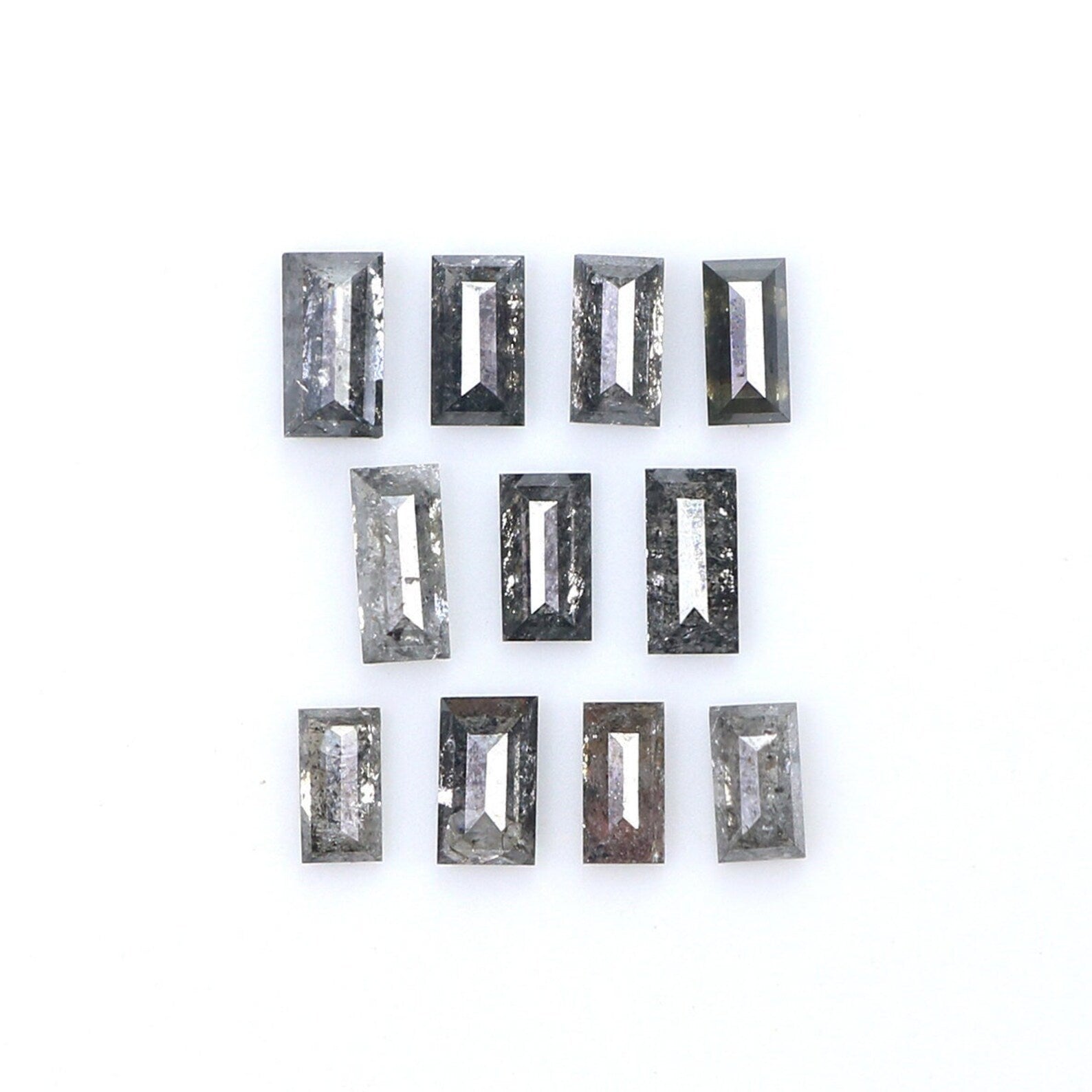 Natural Loose Baguette Salt And Pepper Diamond Black Grey Color 1.33 CT 3.50 MM Baguette Shape Rose Cut Diamond KDN1895