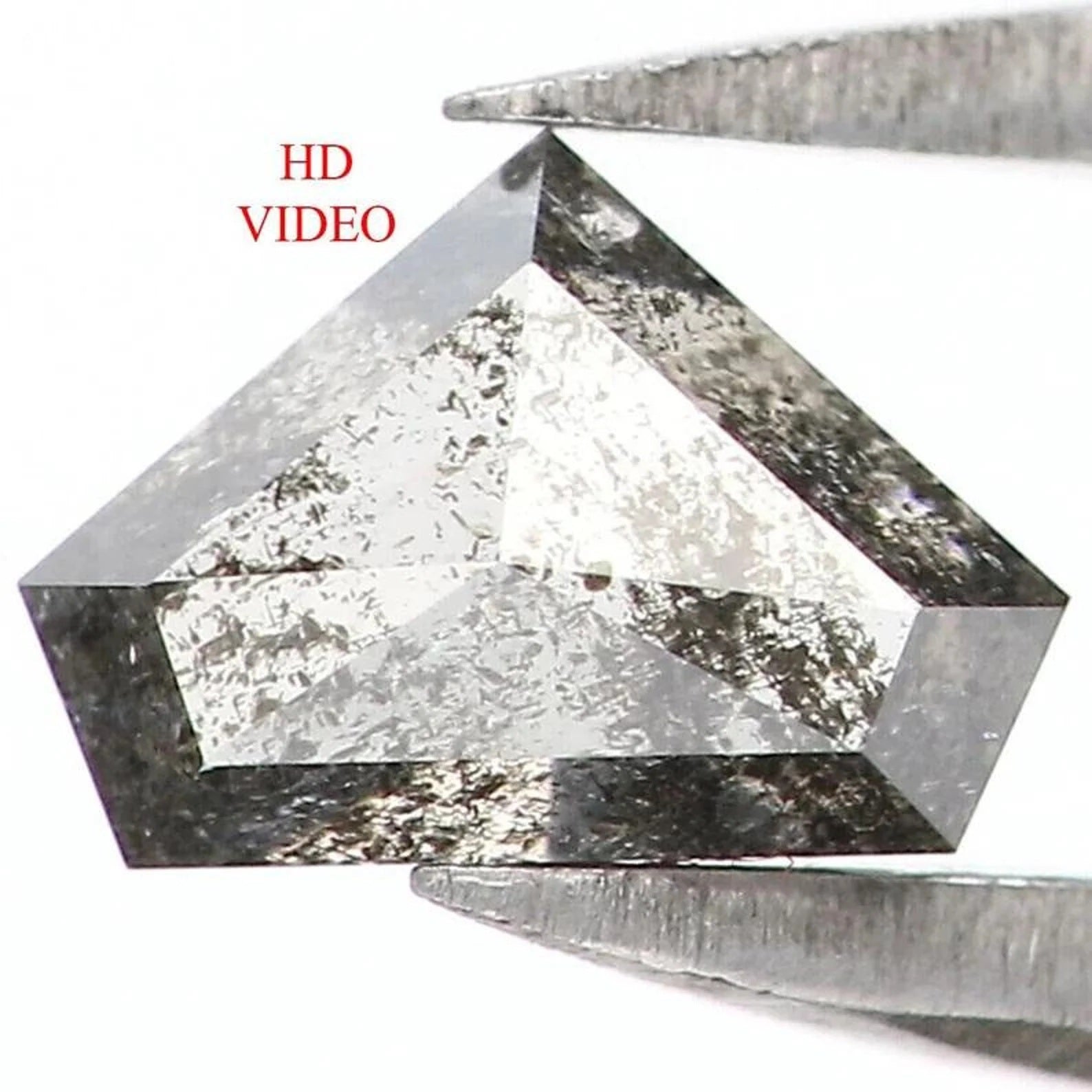 0.36 CT Natural Loose Shield Shape Diamond Salt And Pepper Shield Diamond 3.90 MM Natural Black Grey Color Shield Rose Cut Diamond NQ7289