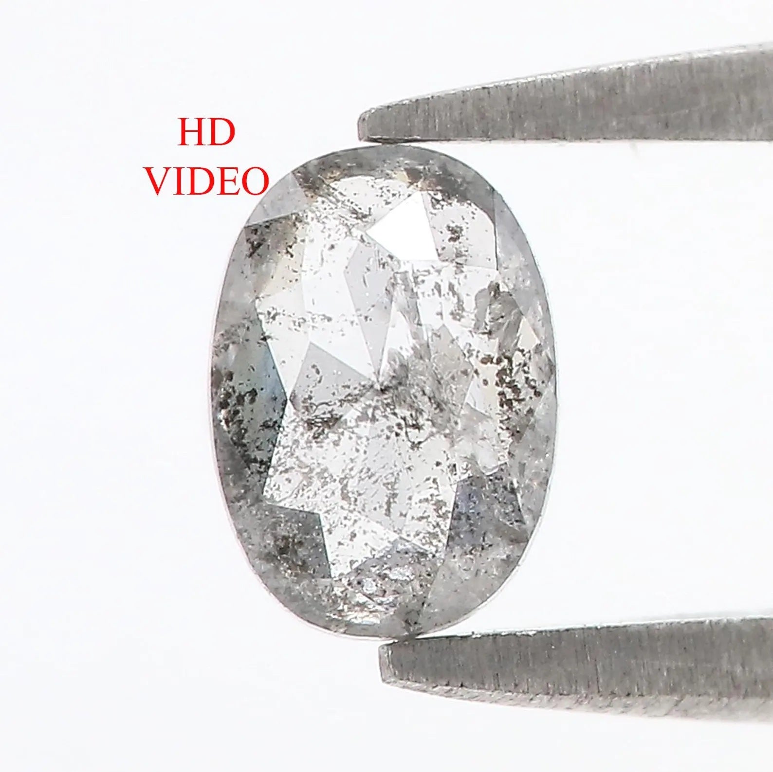 0.58 CT Natural Loose Oval Shape Diamond Salt And Pepper Oval Diamond 6.40 MM Natural Loose Black Grey Diamond Oval Rose Cut Diamond NQ1556