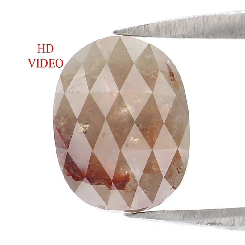 1.48 CT Natural Loose Oval Shape Diamond Brown Color Oval Cut Diamond 8.30 MM Natural Loose Diamond Brown Color Oval Rose Cut Diamond NQ8951