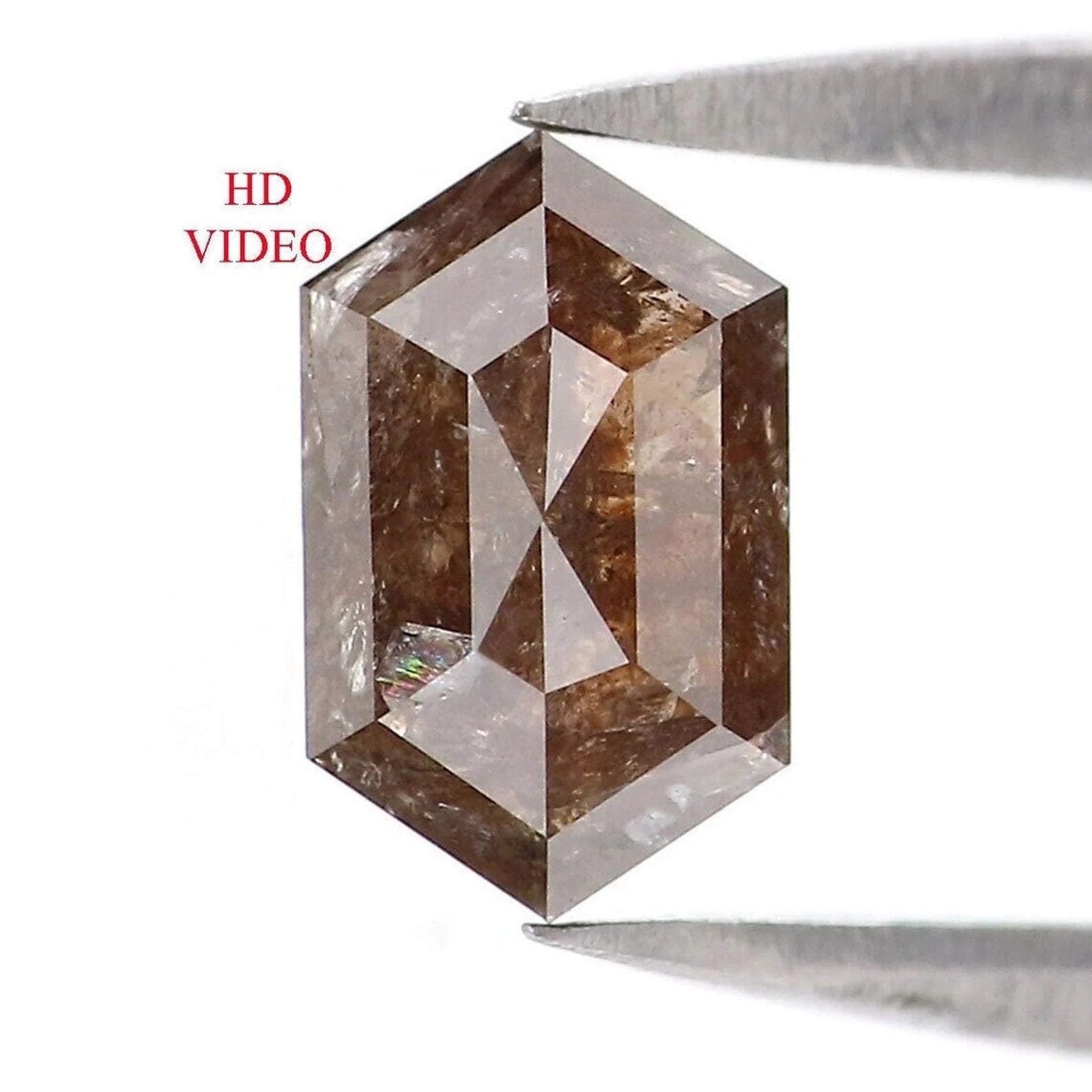 0.89 CT Natural Loose Hexagon Shape Diamond Brown Color Hexagon Cut Diamond 7.30 MM Natural Brown Hexagon Shape Rose Cut Diamond NQ2026