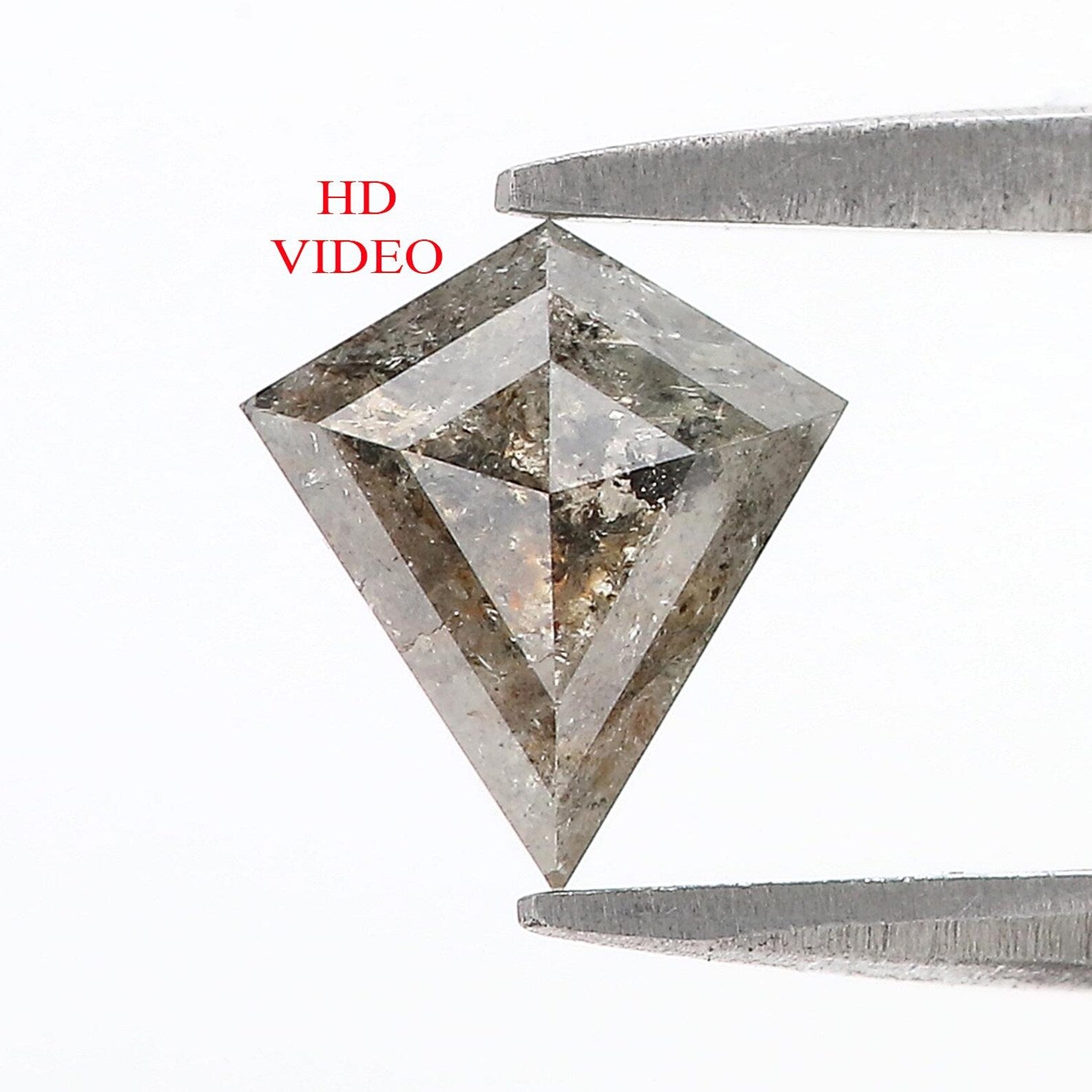 0.85 CT Natural Loose Kite Shape Diamond Salt And Pepper Kite Cut Diamond 7.95 MM Natural Loose Black Gray Color Kite Rose Cut Diamond N2596