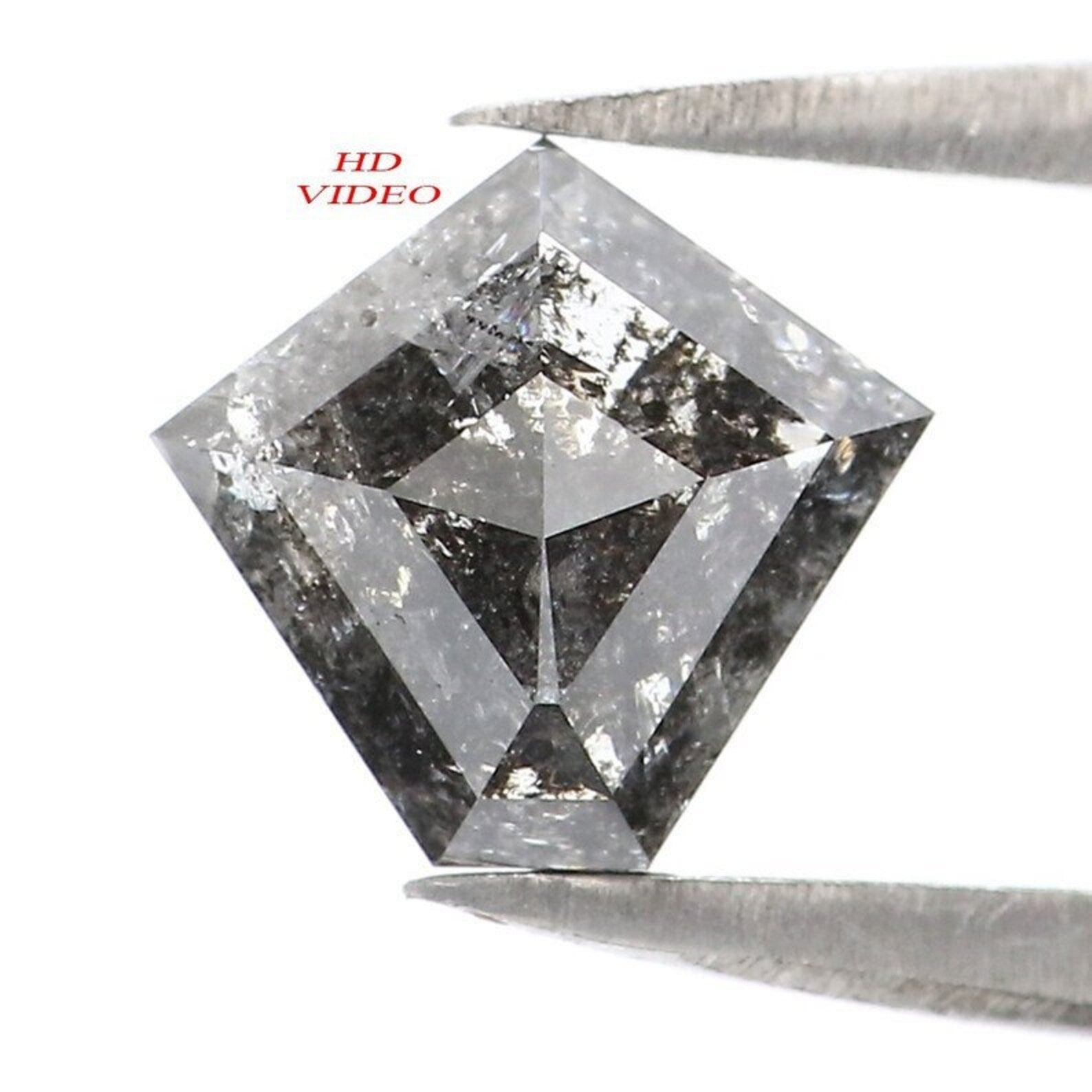 1.03 CT Natural Loose Pentagon Diamond Salt And Pepper Diamond 7.00 MM Natural Diamond Black Grey Color Pentagon Rose Cut Diamond NQ862