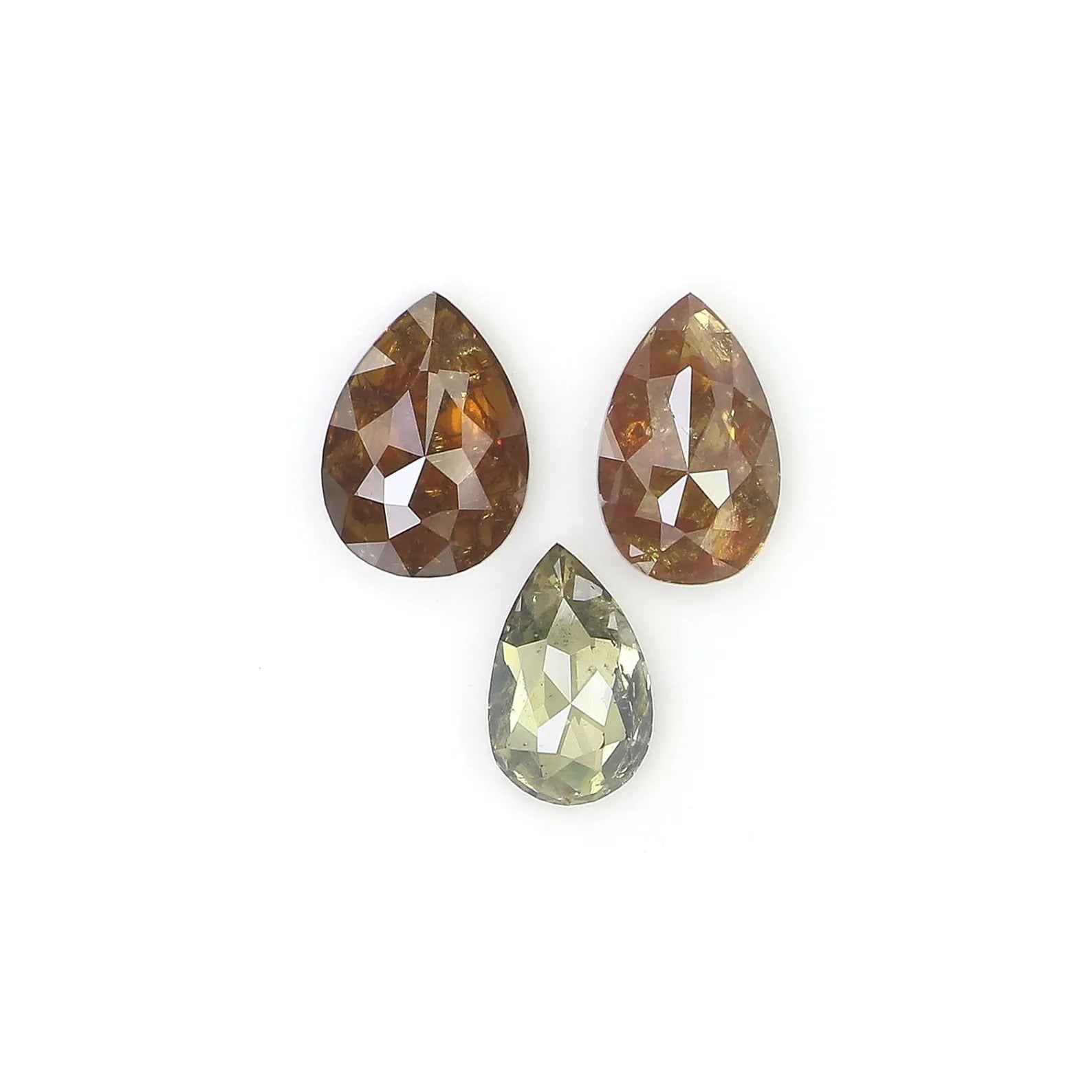1.07 Ct Natural Loose Pear Shape Diamond Brown Green Color Pear Cut Diamond 5.30 MM Natural Brown Green Color Pear Rose Cut Diamond NQ1053