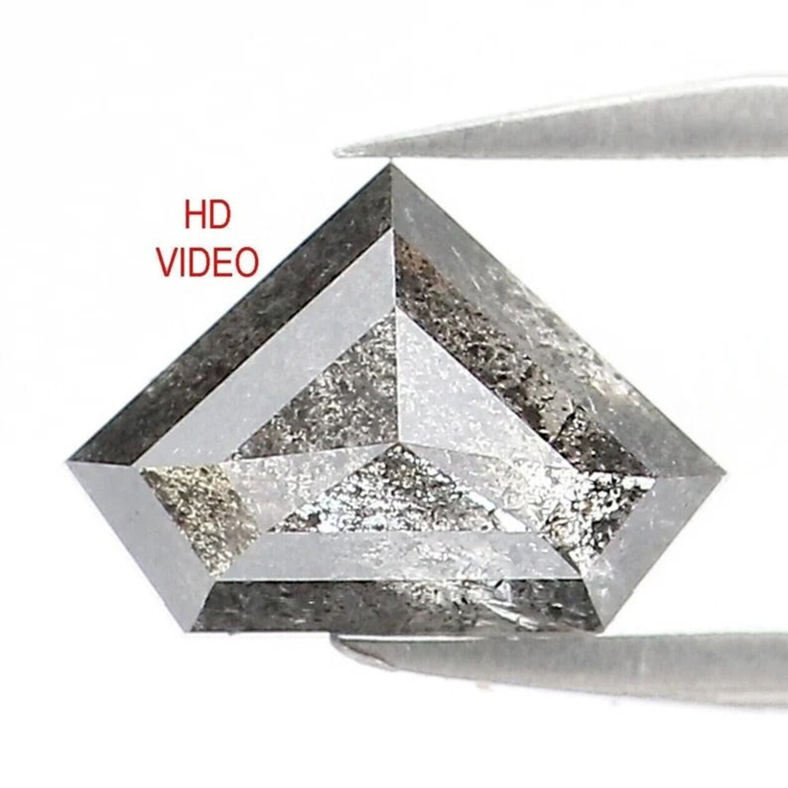 0.61 CT Natural Loose Shield Shape Diamond Salt And Pepper Shield Cut Diamond 4.80 MM Black Grey Color Shield Shape Rose Cut Diamond NQ1551