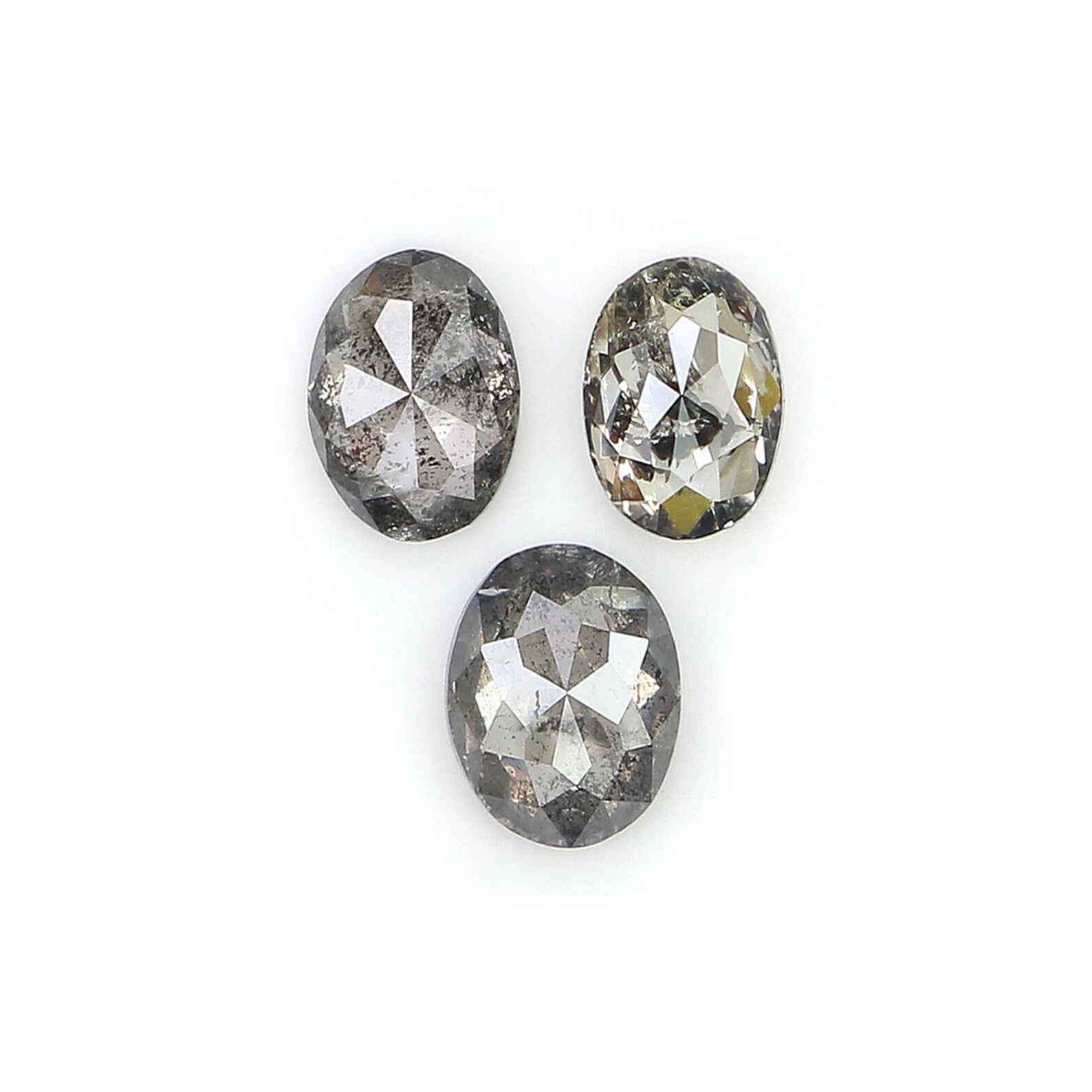 0.81 CT Natural Loose Oval Shape Diamond Salt And Pepper Oval Diamond 4.80 MM Natural Diamond Black Gray Color Oval Rose Cut Diamond NQ1215