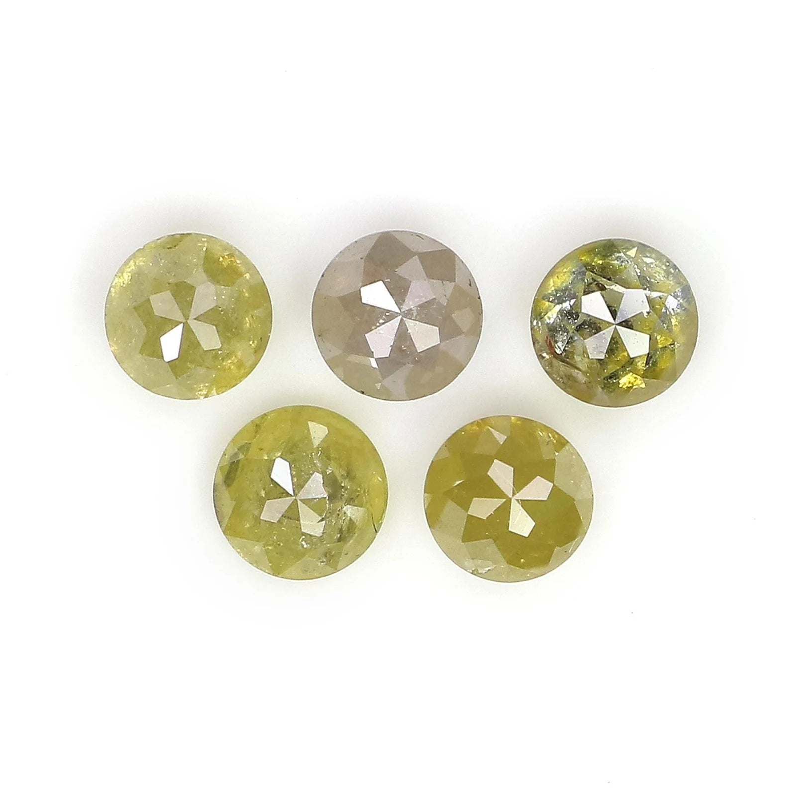 1.43 CT Natural Loose Round Rose Cut Diamond Grey Color Round Shape Diamond 3.70 MM Natural Loose Yellow Color Round Rose Cut Diamond NQ1775