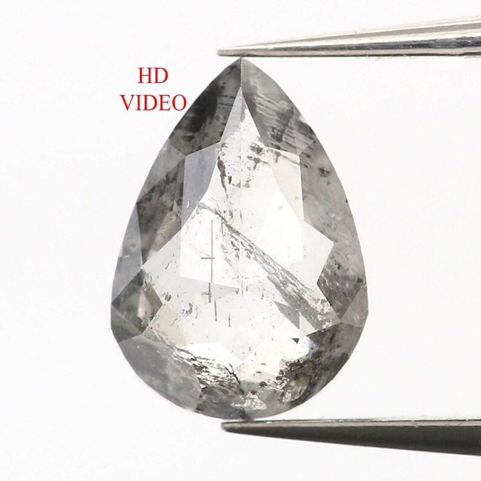 0.49 Ct Natural Loose Pear Shape Diamond Salt And Pepper Pear Cut Diamond 6.50 MM Natural Loose Black Grey Color Pear Rose Cut Diamond NQ365