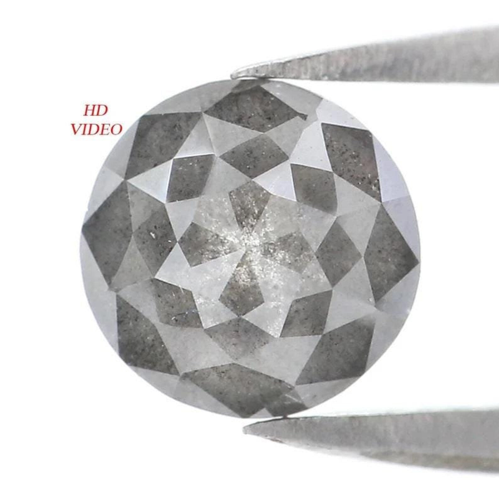 1.37 CT Natural Loose Round Shape Diamond Salt And Pepper Round Cut Diamond 6.80 MM Natural Black Grey Color Round Rose Cut Diamond NQ1142
