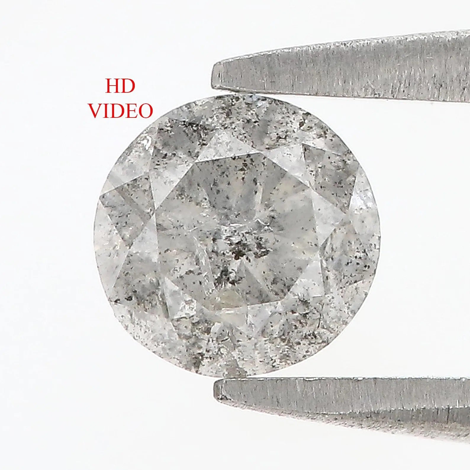 0.66 Ct Natural Loose Round Brilliant Cut Diamond Salt And Pepper Diamond 5.25 MM Natural Black Gray Color Round Brilliant Diamond QN1078