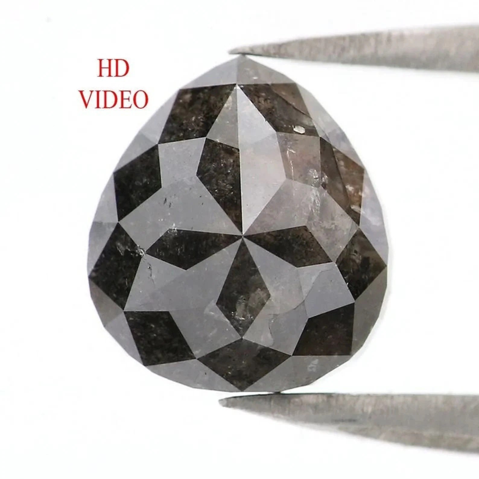 1.77 Ct Natural Loose Pear Shape Diamond Salt And Pepper Pear Diamond 7.60 MM Natural Diamond Black Grey Color Pear Rose Cut Diamond NQ8984