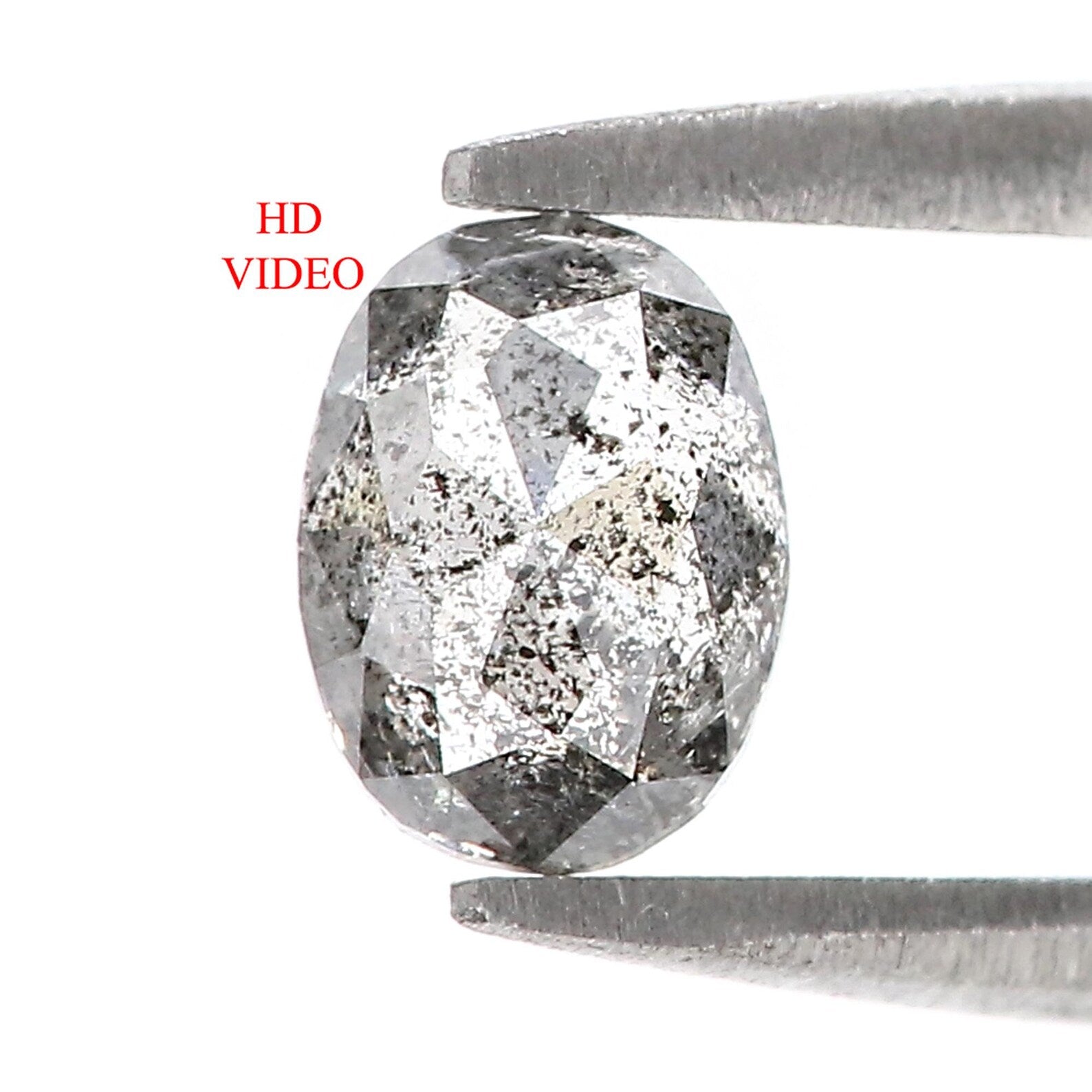 0.66 CT Natural Loose Oval Shape Diamond Salt And Pepper Diamond 6.25 MM Natural Loose Diamond Black Grey Color Oval Rose Cut Diamond QN830