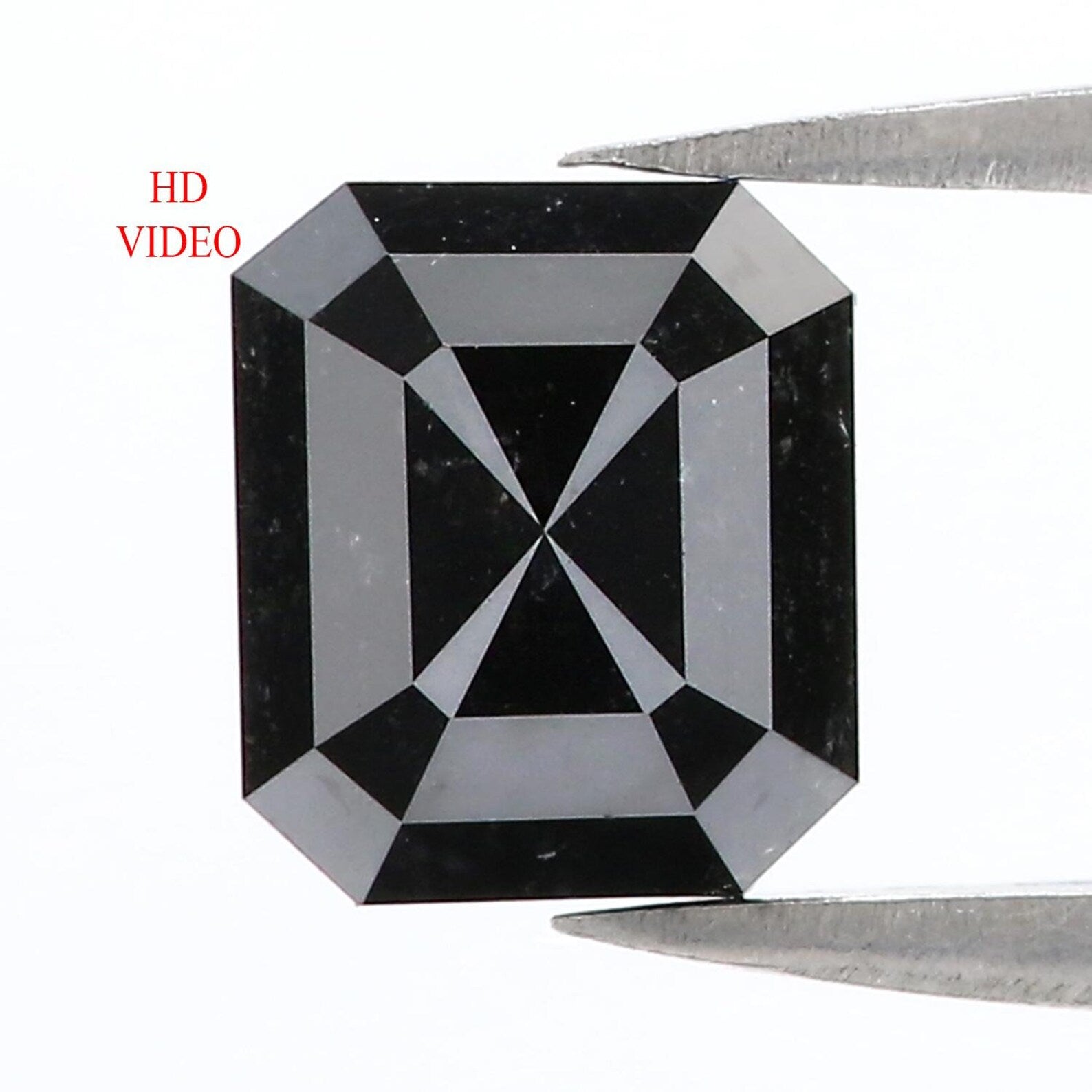2.12 CT Natural Loose Emerald Shape Diamond Black Color Emerald Cut Diamond 7.95 MM Natural Diamond Black Emerald Rose Cut Diamond QN628