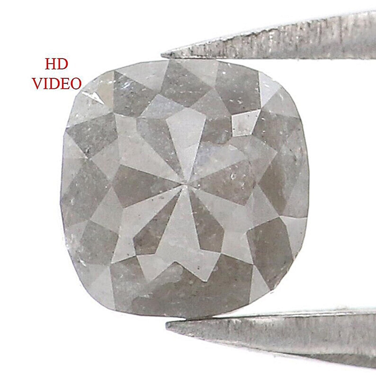 0.65 Ct Natural Loose Cushion Shape Diamond Salt And Pepper Cushion Diamond 4.80 MM Natural Black Grey Color Cushion Rose Cut Diamond NQ1768