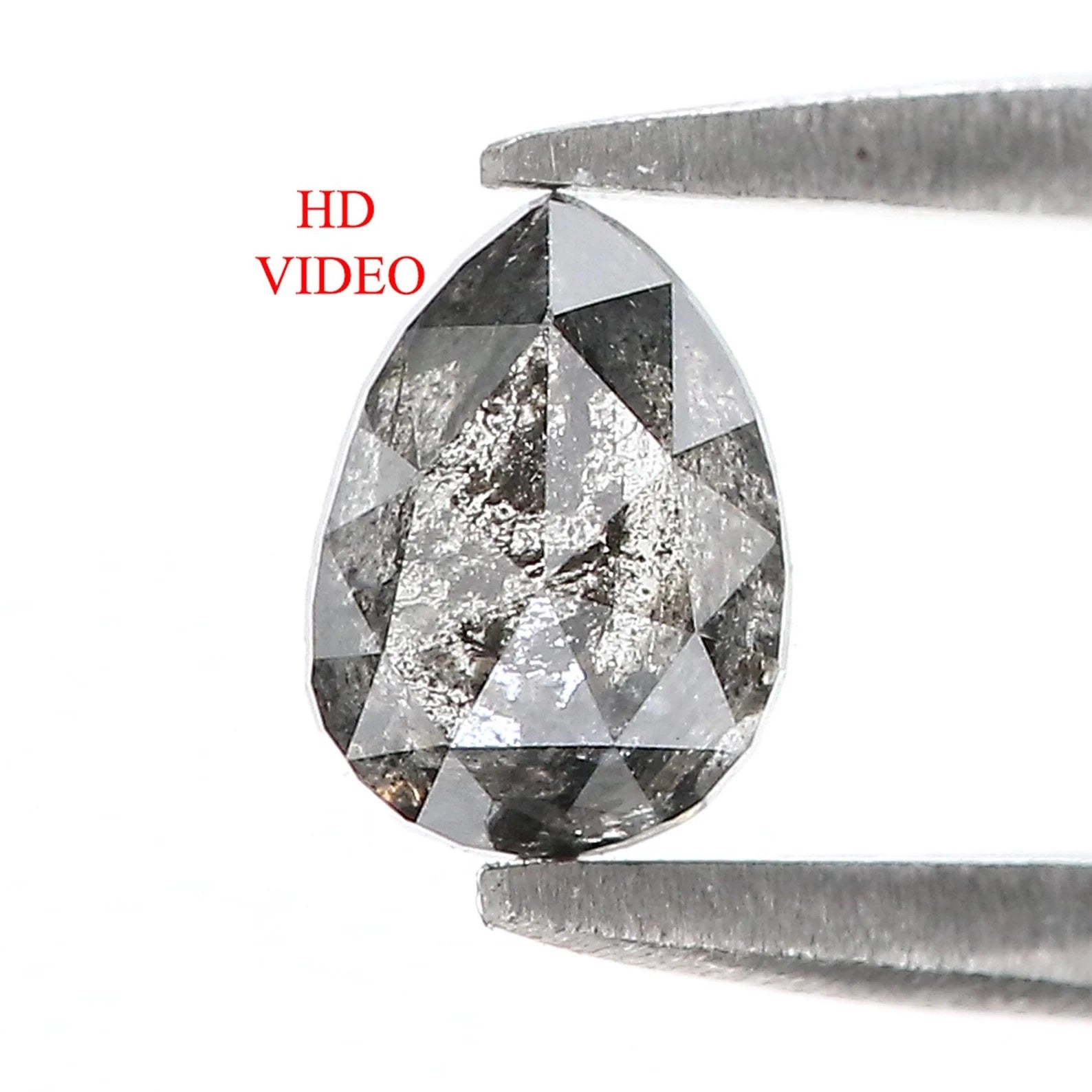 0.69 CT Natural Loose Pear Shape Diamond Salt And Pepper Pear Cut Diamond 6.35 MM Natural Loose Diamond Pear Shape Rose Cut Diamond QN9491