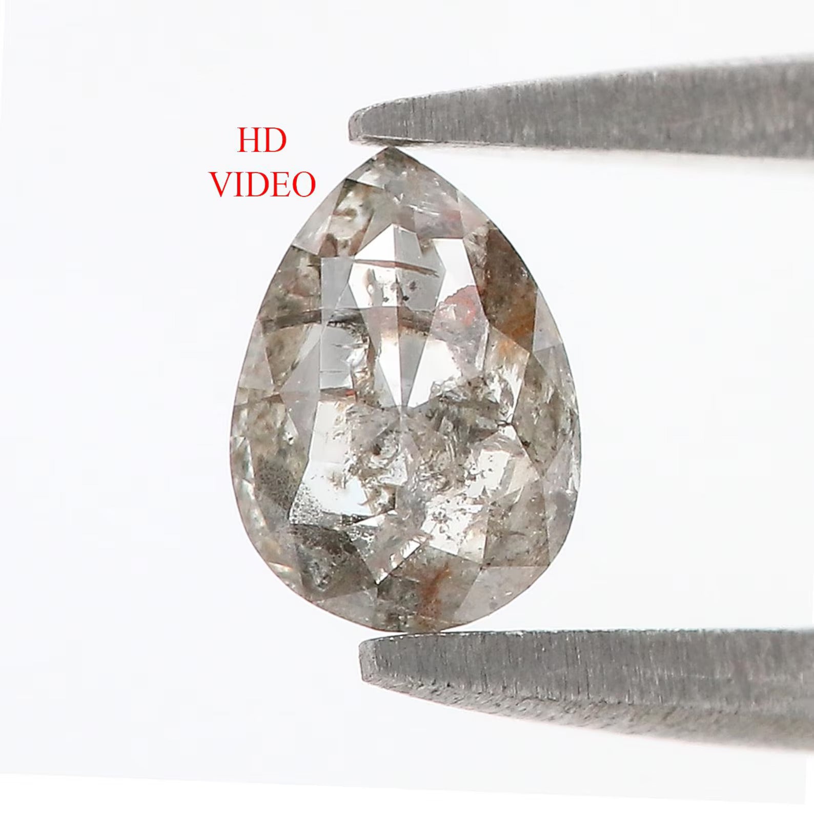 0.41 CT Natural Loose Pear Shape Diamond Salt And Pepper Pear Cut Diamond 5.95 MM Natural Loose Diamond Pear Shape Rose Cut Diamond QN554