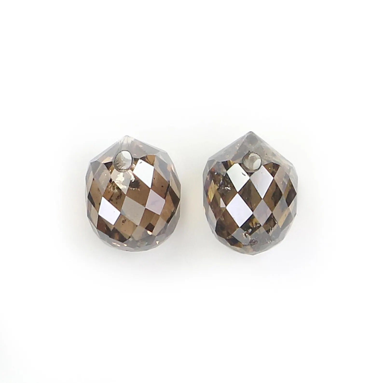 0.93 CT Natural Loose Drop Shape Pair Diamond Brown Color Briolette Diamond 4.30 MM Natural Brown Color Briolette Rose Cut Diamond NQ827
