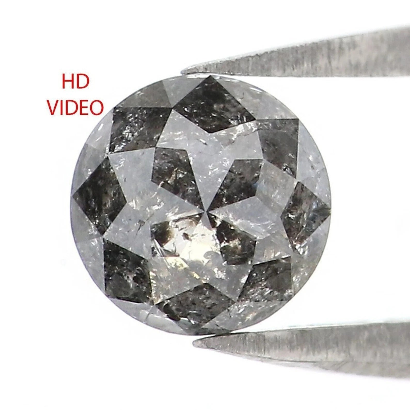 0.79 Ct Natural Loose Round Rose Cut Diamond Salt And Pepper Round Cut Diamond 5.50 MM Natural Black Grey Color Round Cut Diamond NQ2085