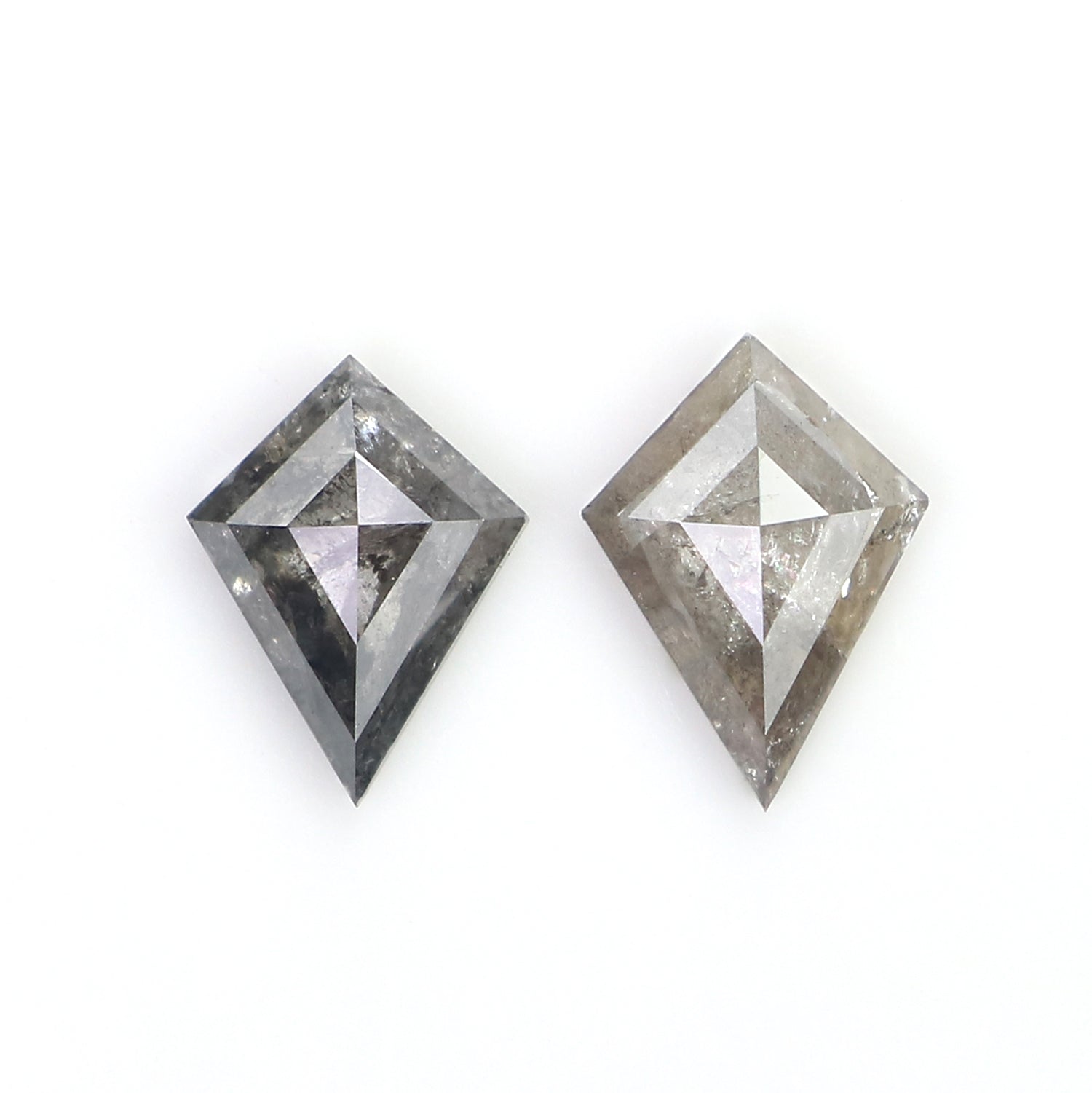 0.89 CT Natural Loose Kite Cut Pair Diamond Salt And Pepper Kite Shape Diamond 7.05 MM Natural Black Grey Color Kite Rose Cut Diamond LQ2742