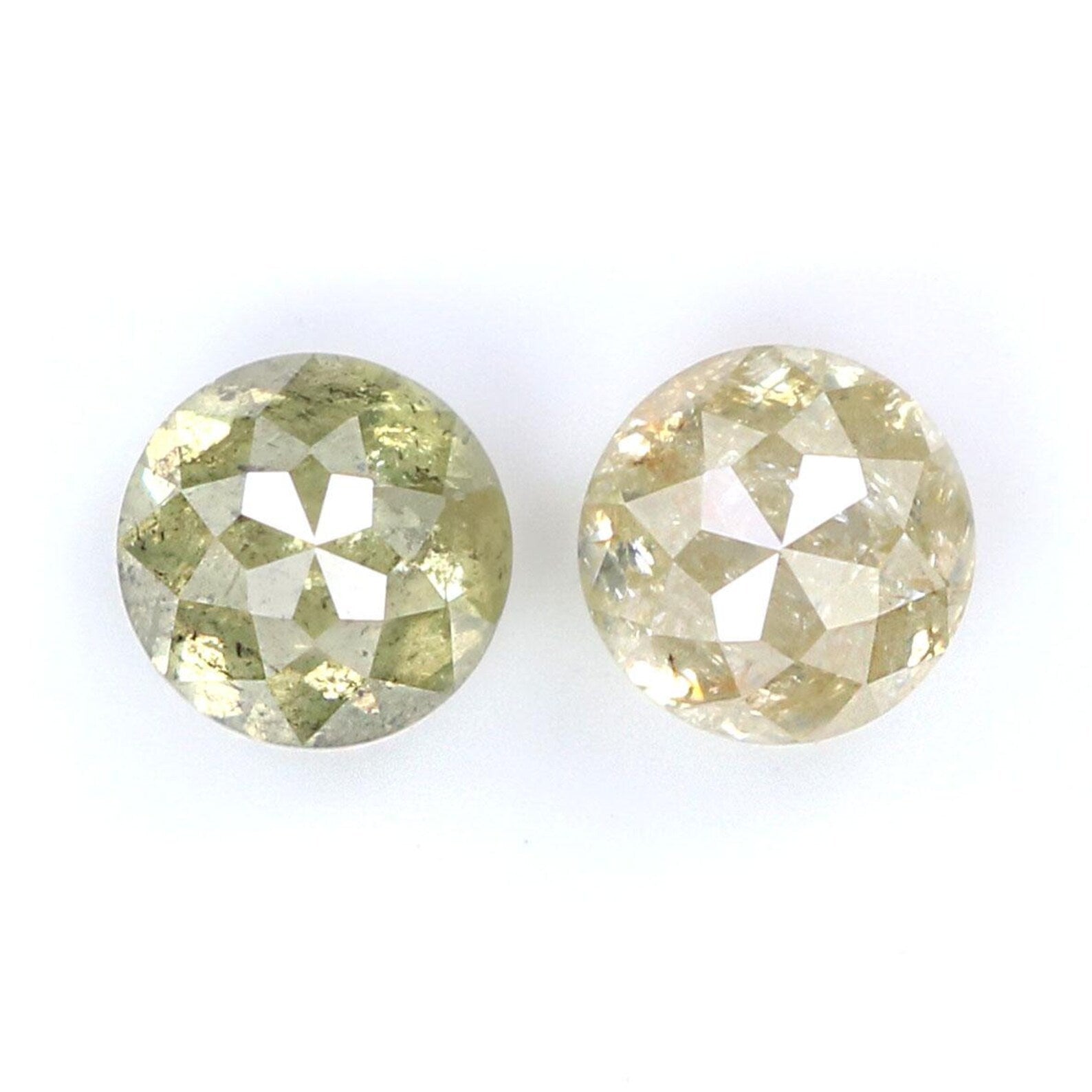 1.26 CT Natural Loose Round Cut Pair Diamond Grey Color Round Shape Diamond 4.75 MM Natural Loose Green Color Round Rose Cut Diamond NQ1965