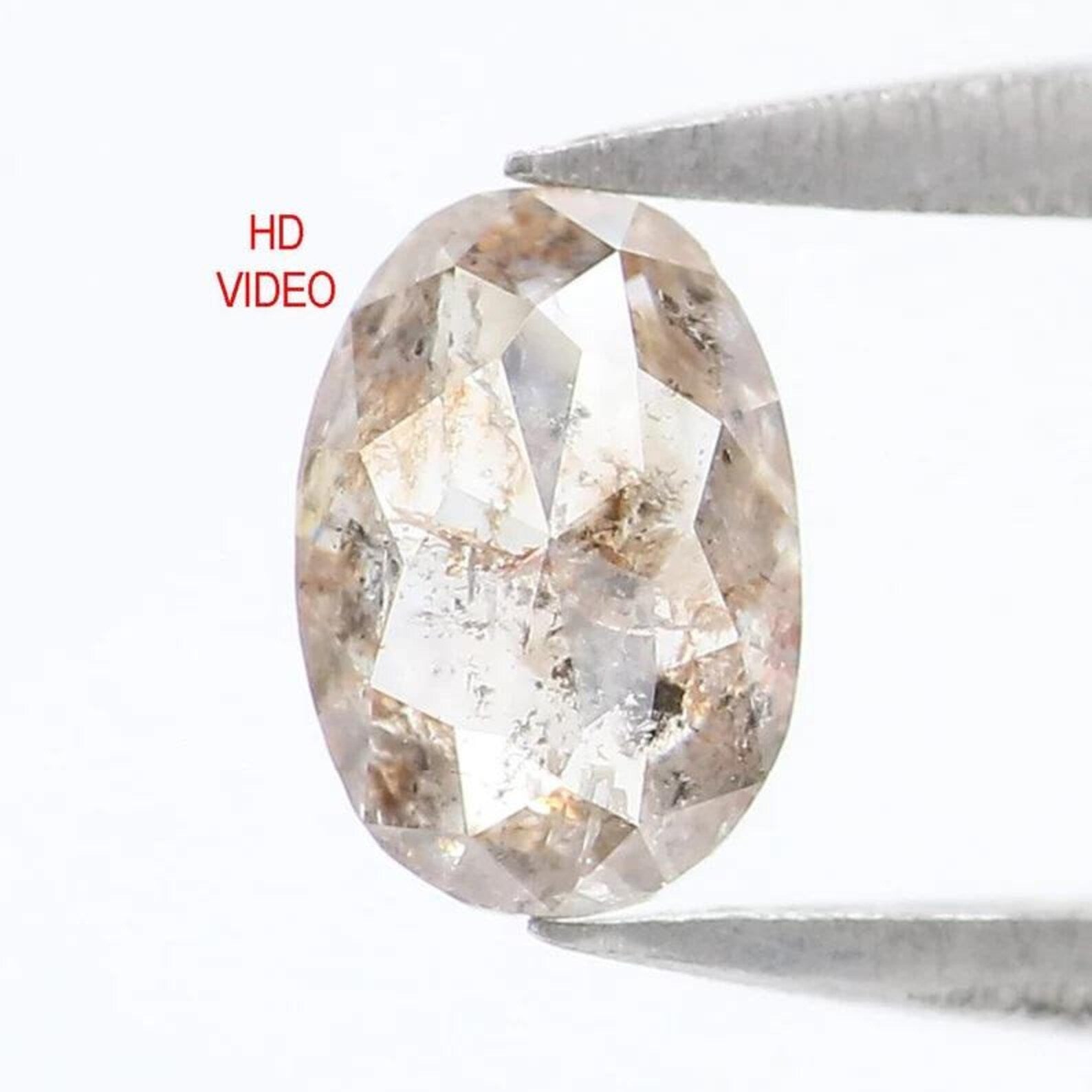 0.48 Ct Natural Loose Oval Shape Diamond Salt And Pepper Oval Diamond 5.65 MM Natural Loose Diamond Grey Color Oval Rose Cut Diamond NQ1663