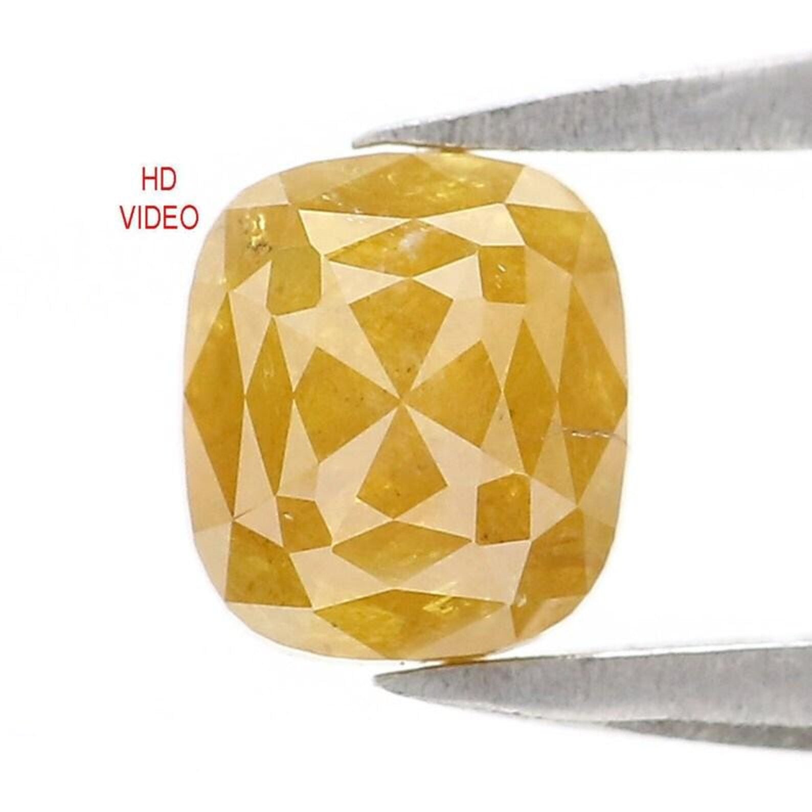 1.08 CT Natural Loose Cushion Shape Diamond Yellow Color Cushion Cut Diamond 5.60 MM Natural Loose Cushion Shape Rose Cut Diamond NQ2213