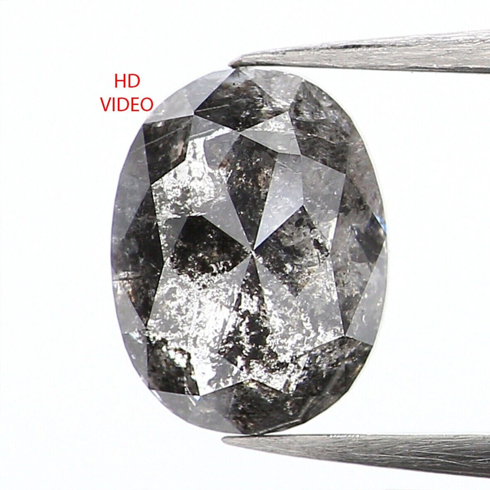 0.88 CT Natural Loose Oval Shape Diamond Salt And Pepper Oval Cut Diamond 6.60 MM Natural Loose Diamond Oval Shape Rose Cut Diamond QN941