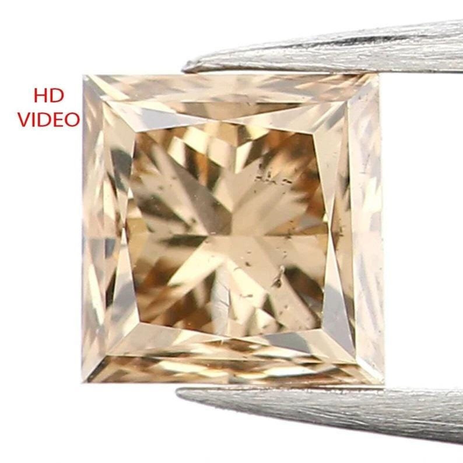 0.42 CT Natural Loose Princess Shape Diamond Brown Color Princess Diamond 3.80 MM Natural Brown Color Princess Brilliant Cut Diamond NQ1263