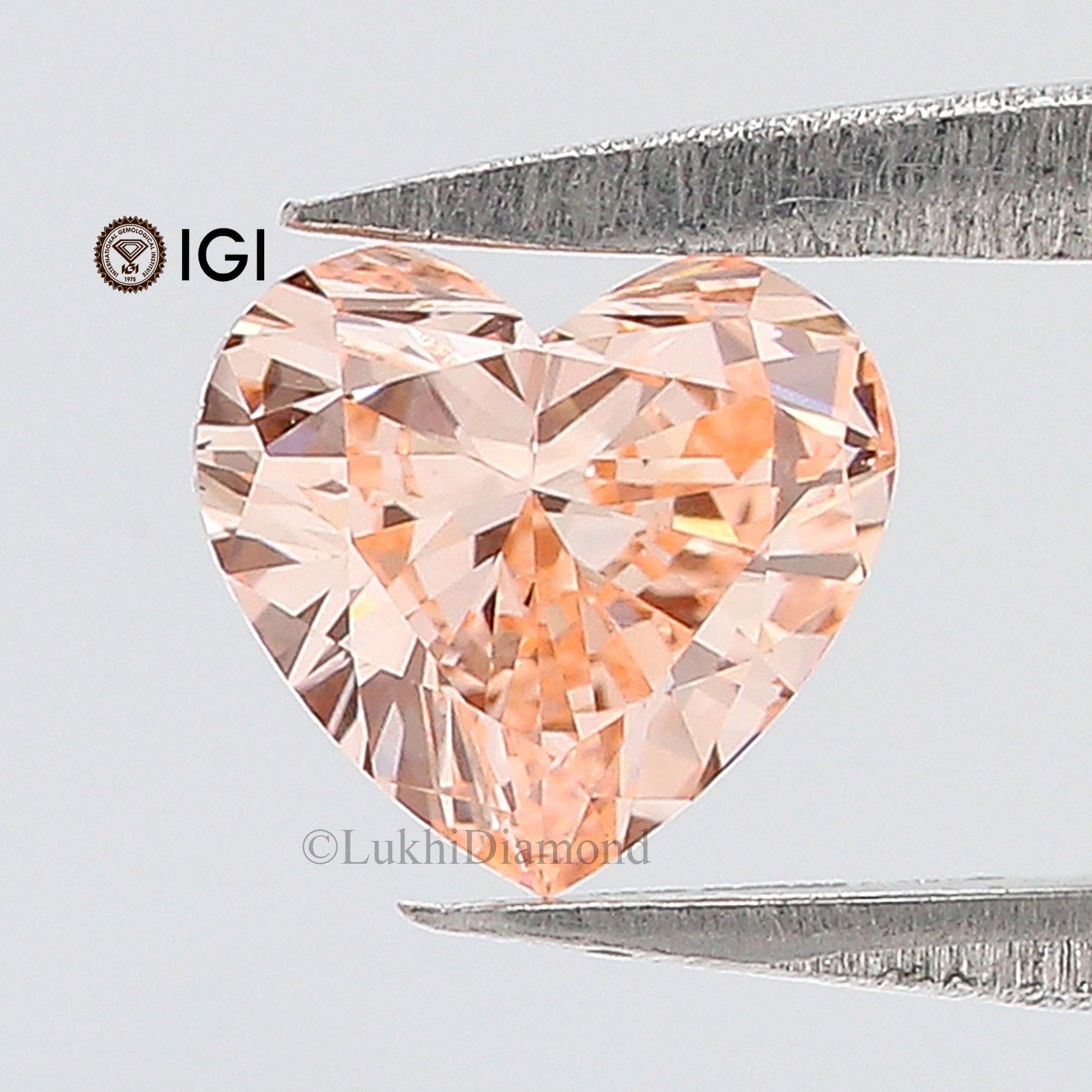 0.54 CT IGI Certified Heart Brilliant Cut Lab Grown Diamond Lab Created Fancy Vivid Pink Color Heart CVD Diamond Lab Made Cushion Q164
