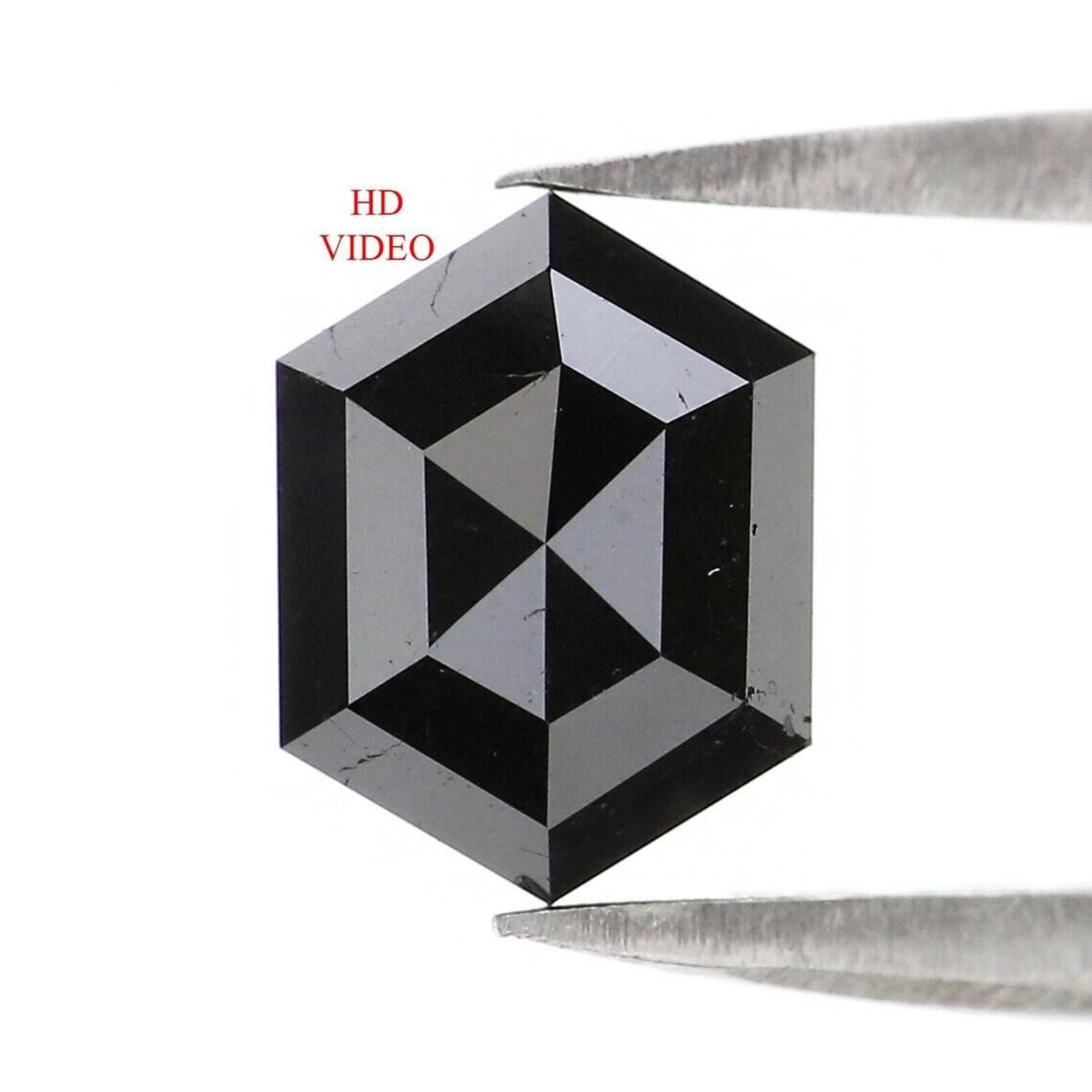 1.51 Ct Natural Loose Hexagon Shape Diamond Black Color Hexagon Diamond 7.65 MM Natural Loose Black Color Hexagon Rose Cut Diamond NQ537