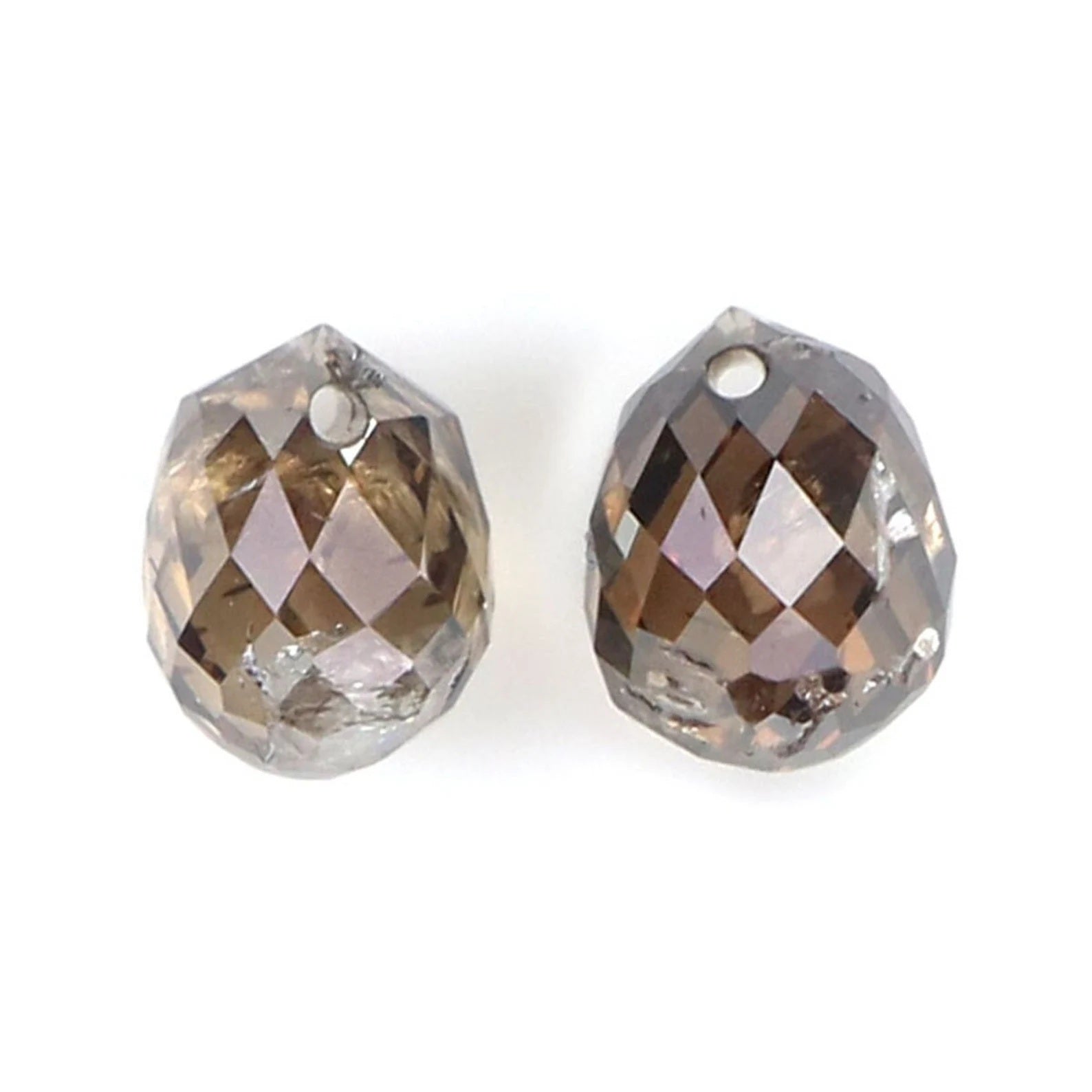Natural Loose briolette Brown Color Diamond 1.34 CT 4.95 MM Drop Shape Rose Cut Diamond KDN840