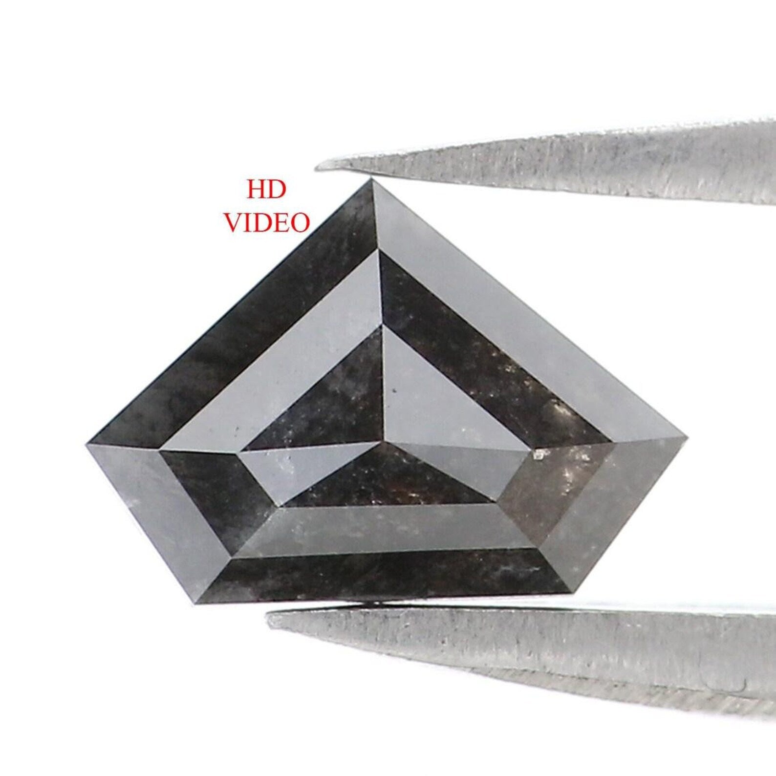 0.72 CT Natural Loose Shield Shape Diamond Salt And Pepper Shield Cut Diamond 5.20 MM Natural Loose Black Grey Shield Rose Cut Diamond NQ443