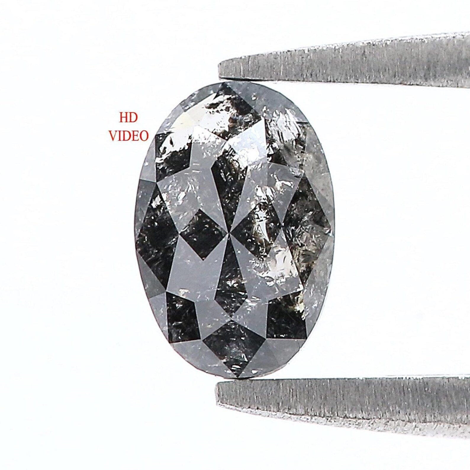 0.66 Ct Natural Loose Oval Shape Diamond Salt And Pepper Oval Rose Cut Diamond 6.80 MM Black Grey Color Oval Shape Rose Cut Diamond QN9495