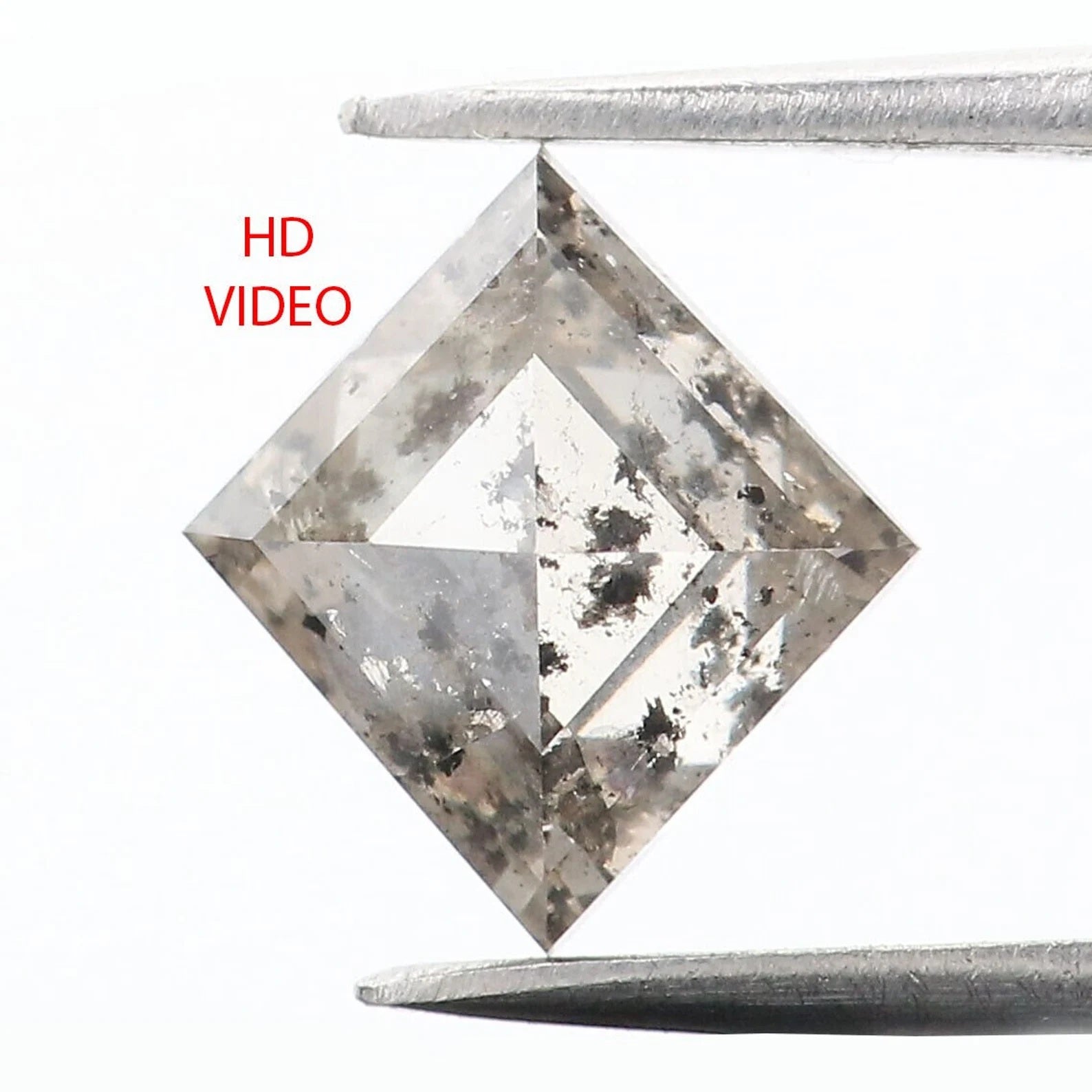 1.34 CT Natural Loose Kite Shape Diamond Salt And Pepper Kite Cut Diamond 8.60 MM Natural Loose Diamond Black Grey Kite Shape Diamond QN195