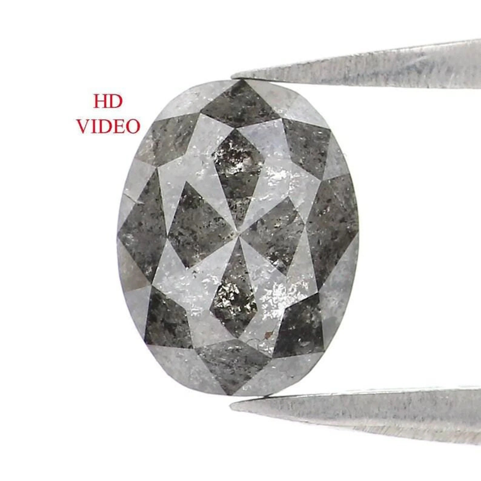 1.03 CT Natural Loose Oval Shape Diamond Salt And Pepper Oval Diamond 6.90 MM Natural Diamond Black Grey Color Oval Rose Cut Diamond NQ1352